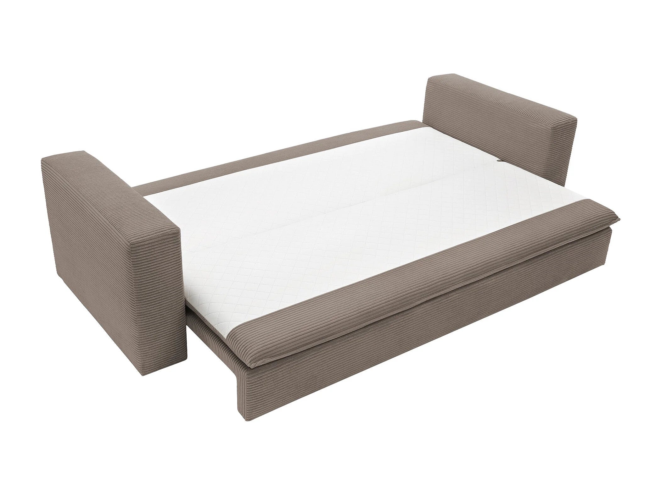 Canapé velours côtelé convertible 3 places taupe - TILIA