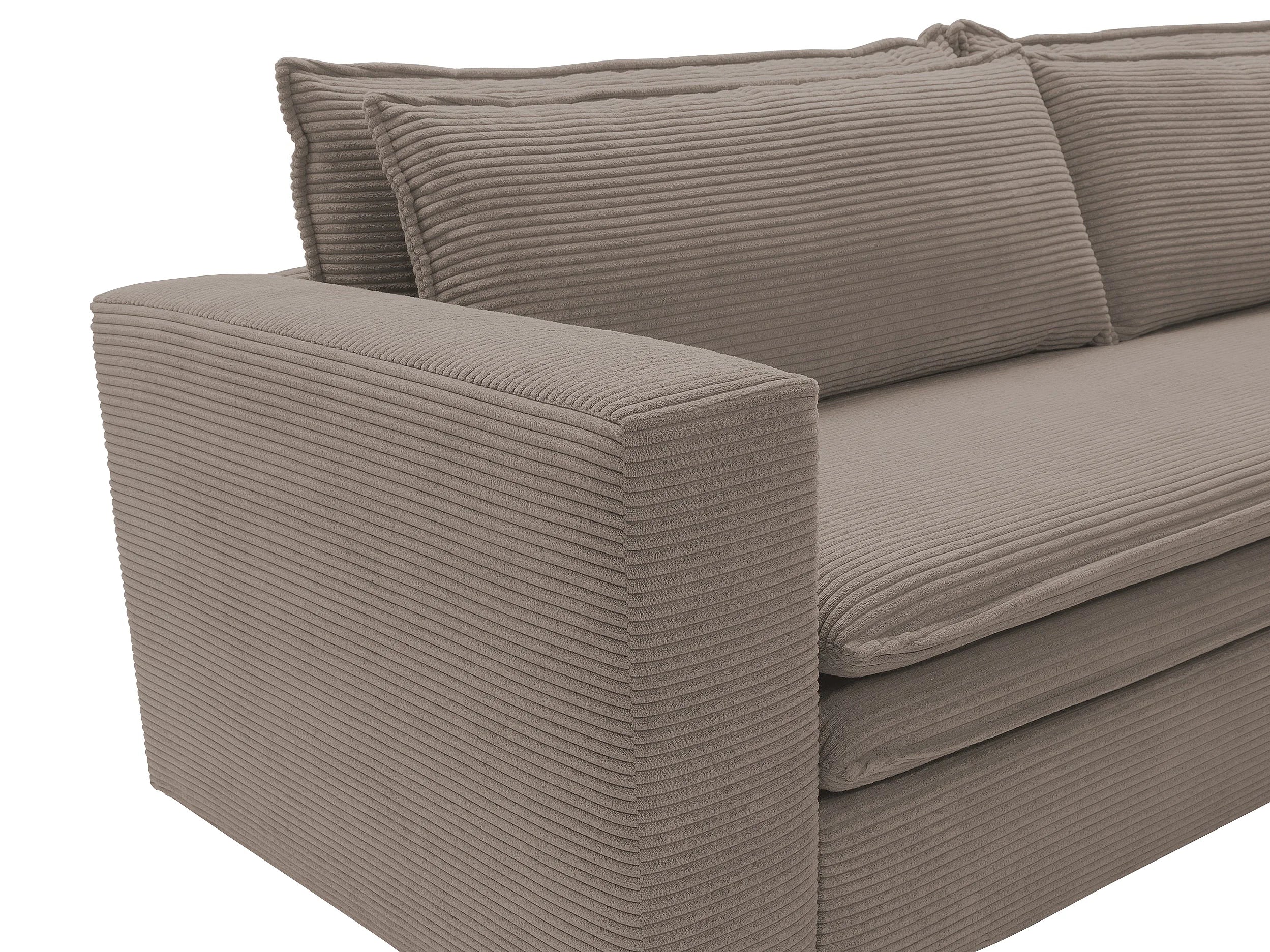 Canapé velours côtelé convertible 3 places taupe - TILIA