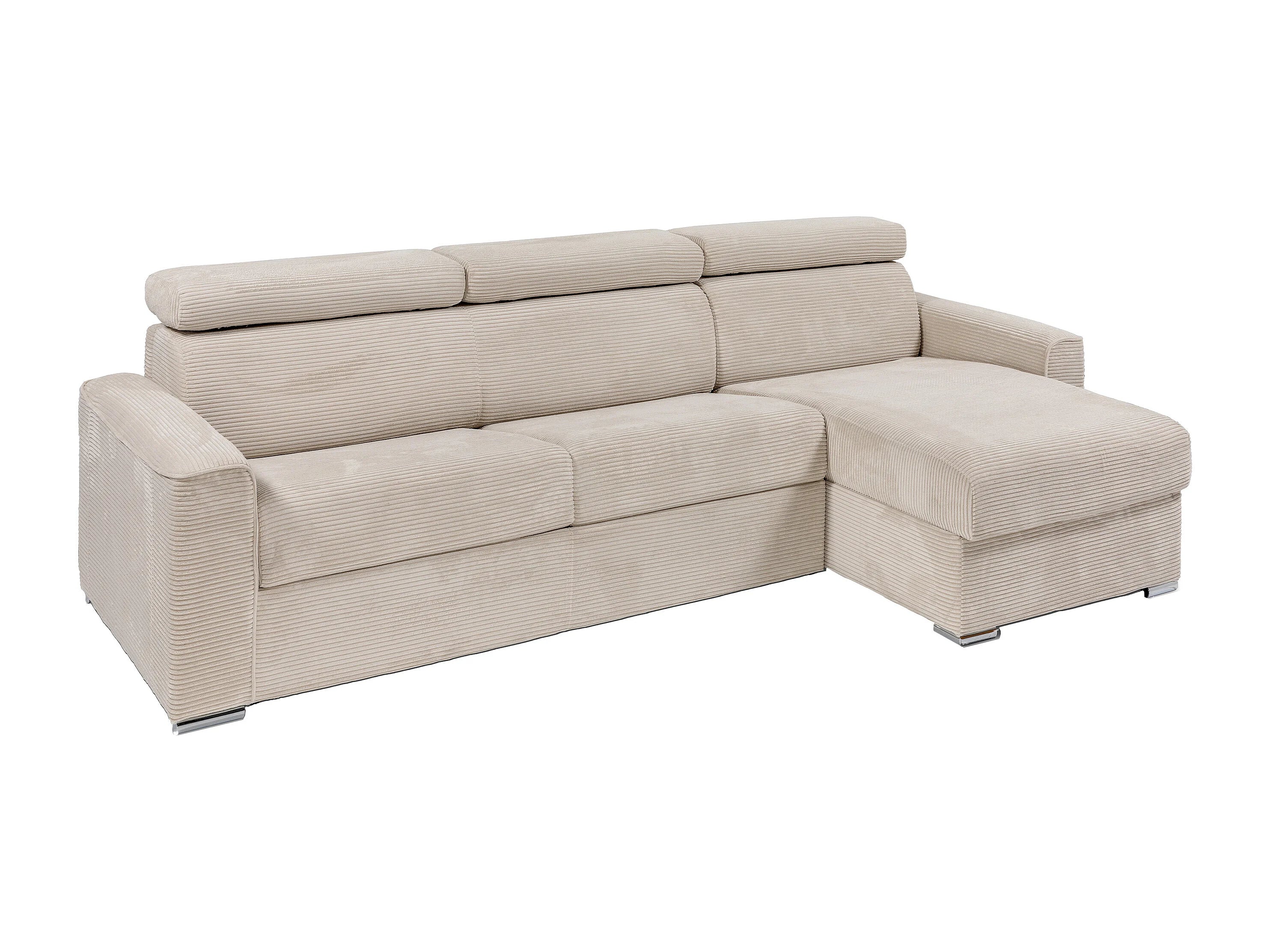 Canapé velours côtelé d'angle convertible express beige - VIZIR