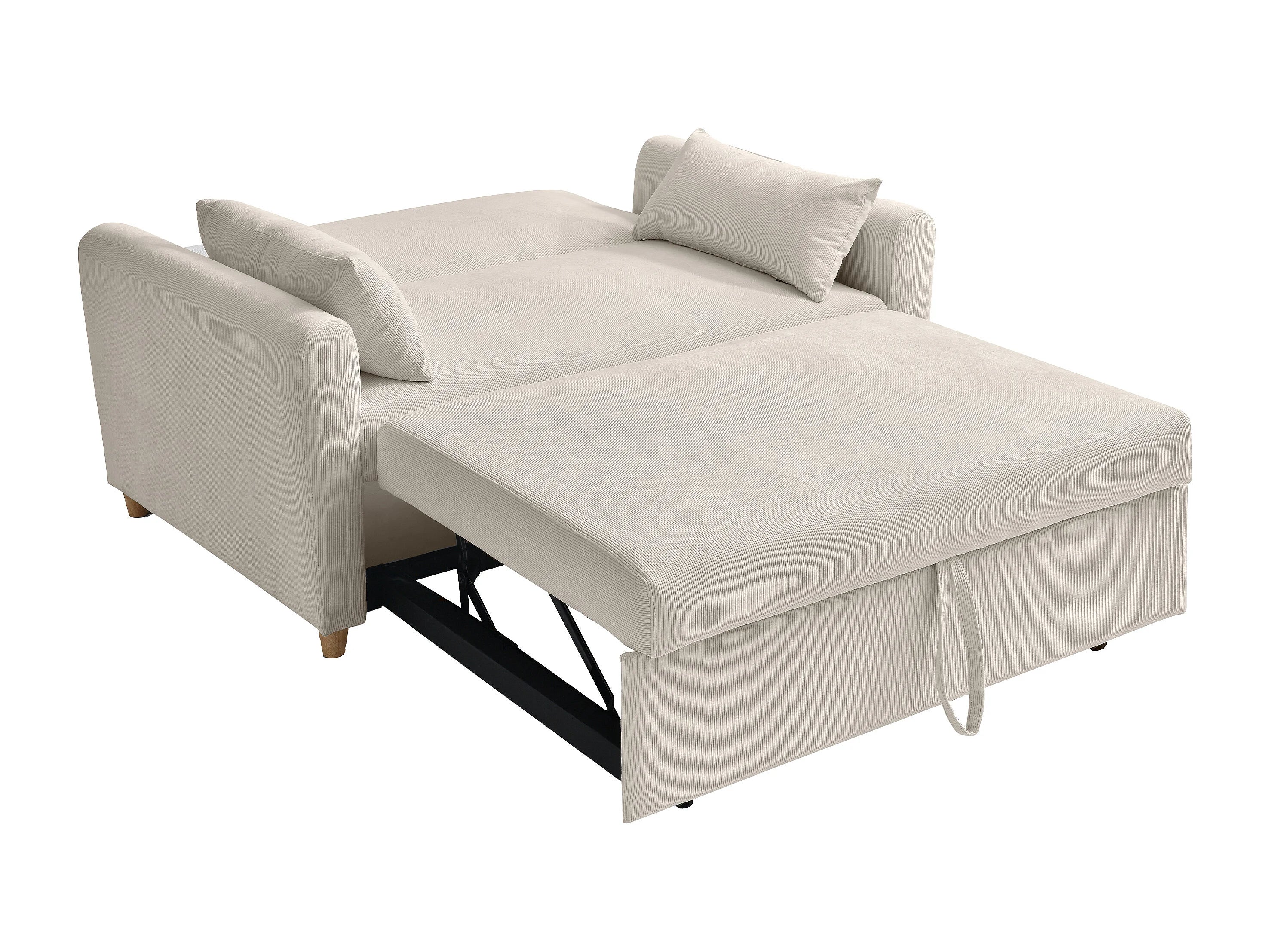 Canapé velours côtelé convertible 2 places beige - AYLA