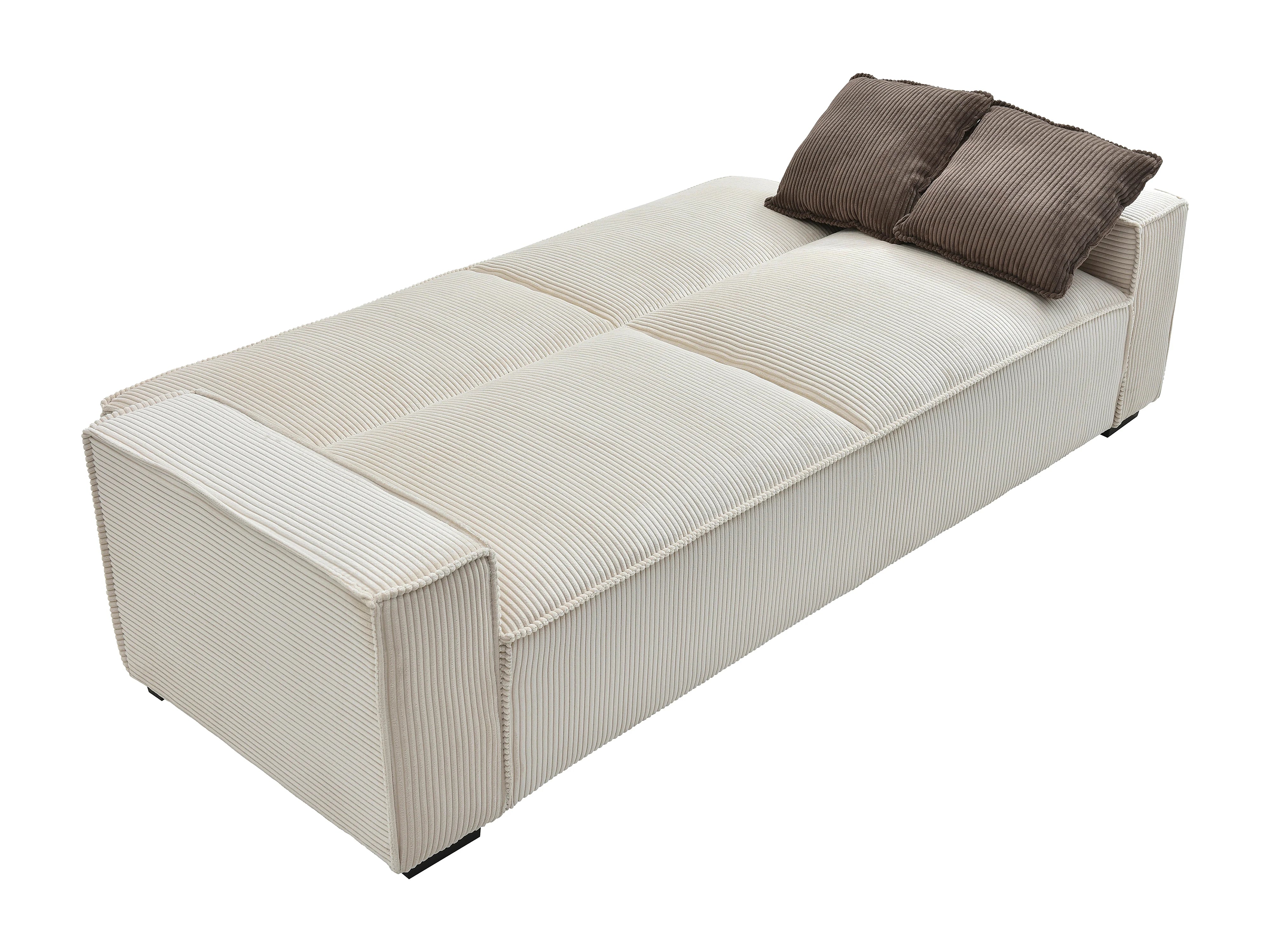 Canapé velours côtelé droit 3 places convertible beige - SEKOTA