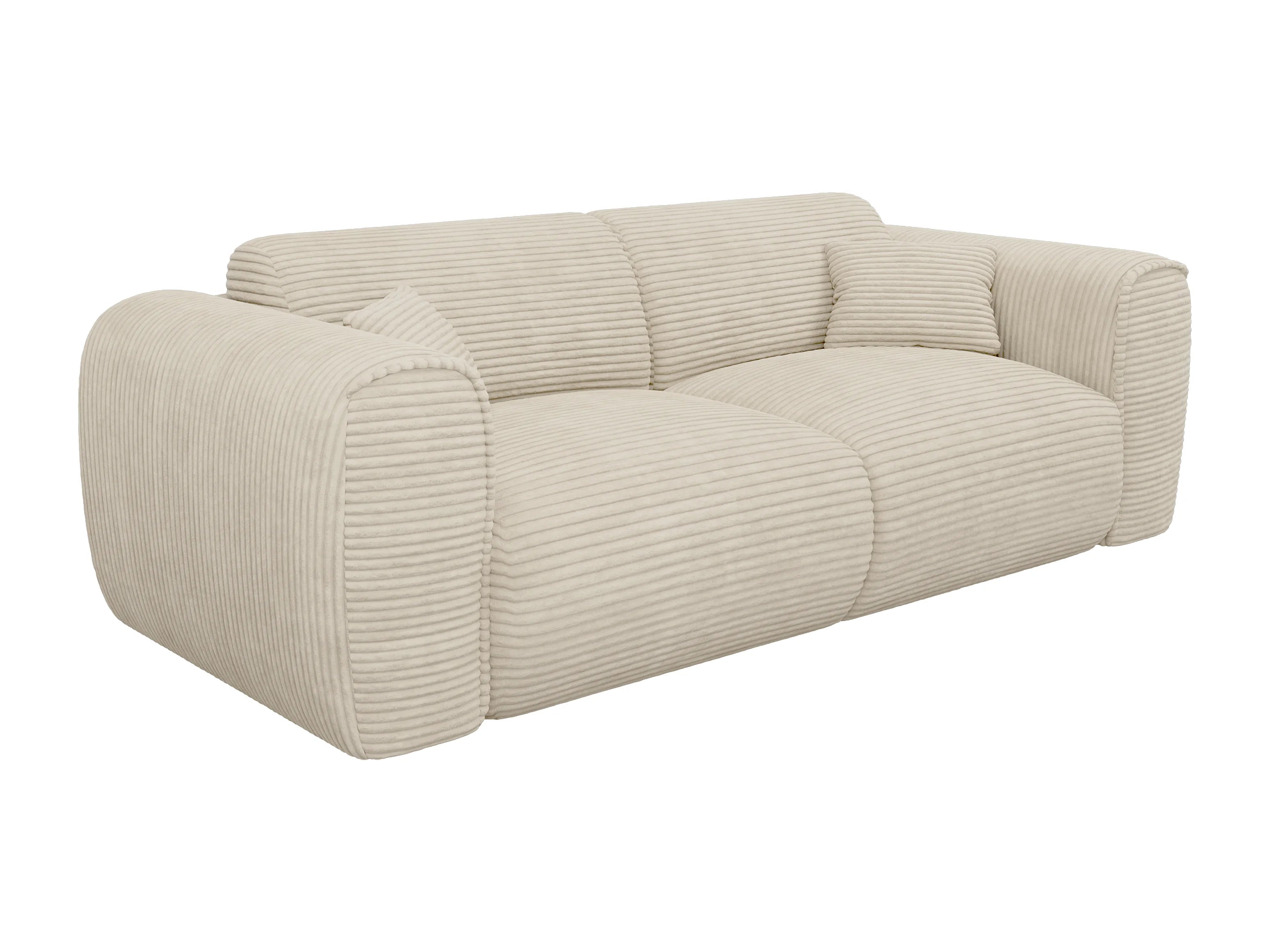 Canapé velours côtelé droit 3 places convertible beige - POGNIA
