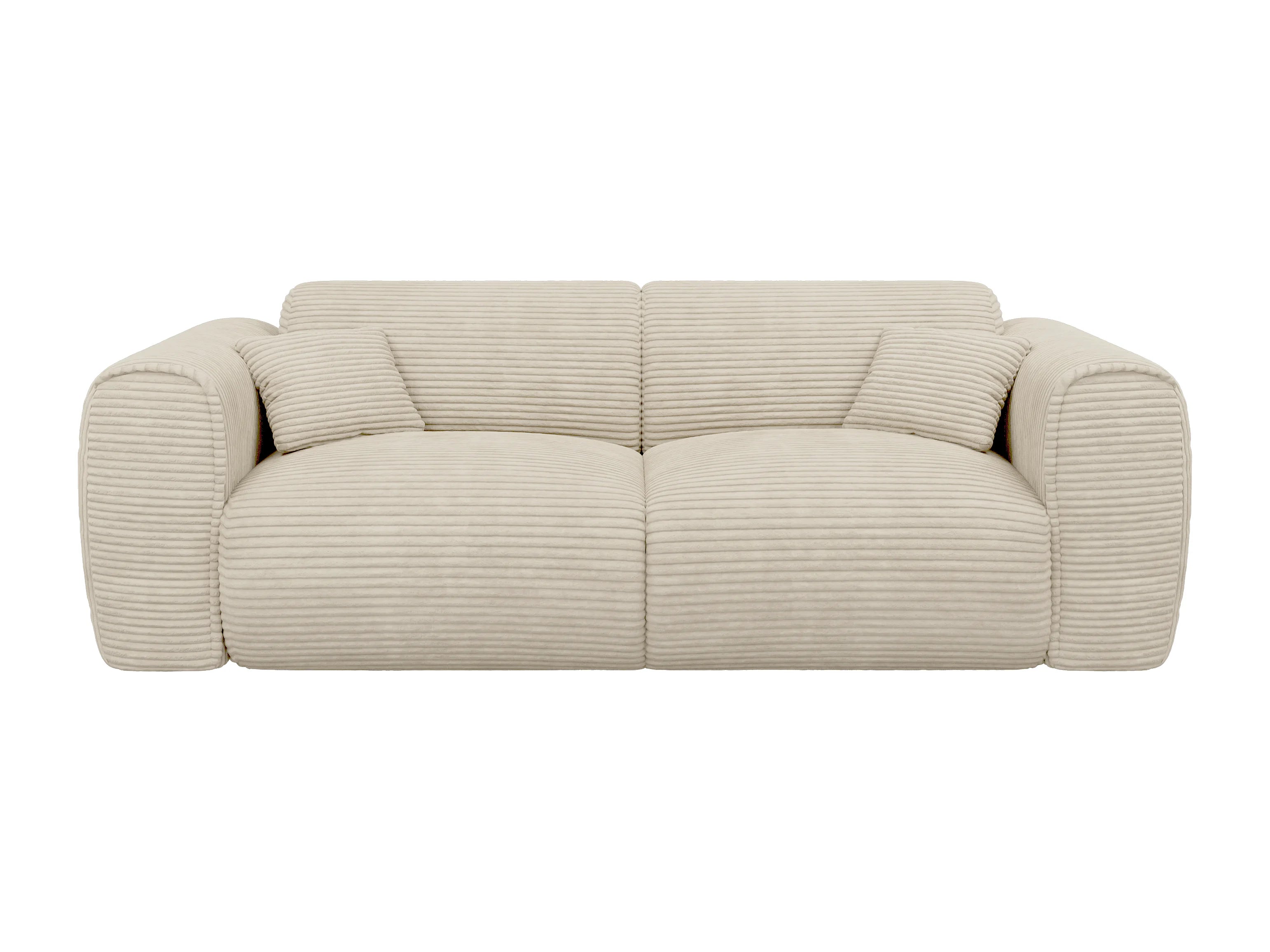 Canapé velours côtelé droit 3 places convertible beige - POGNIA