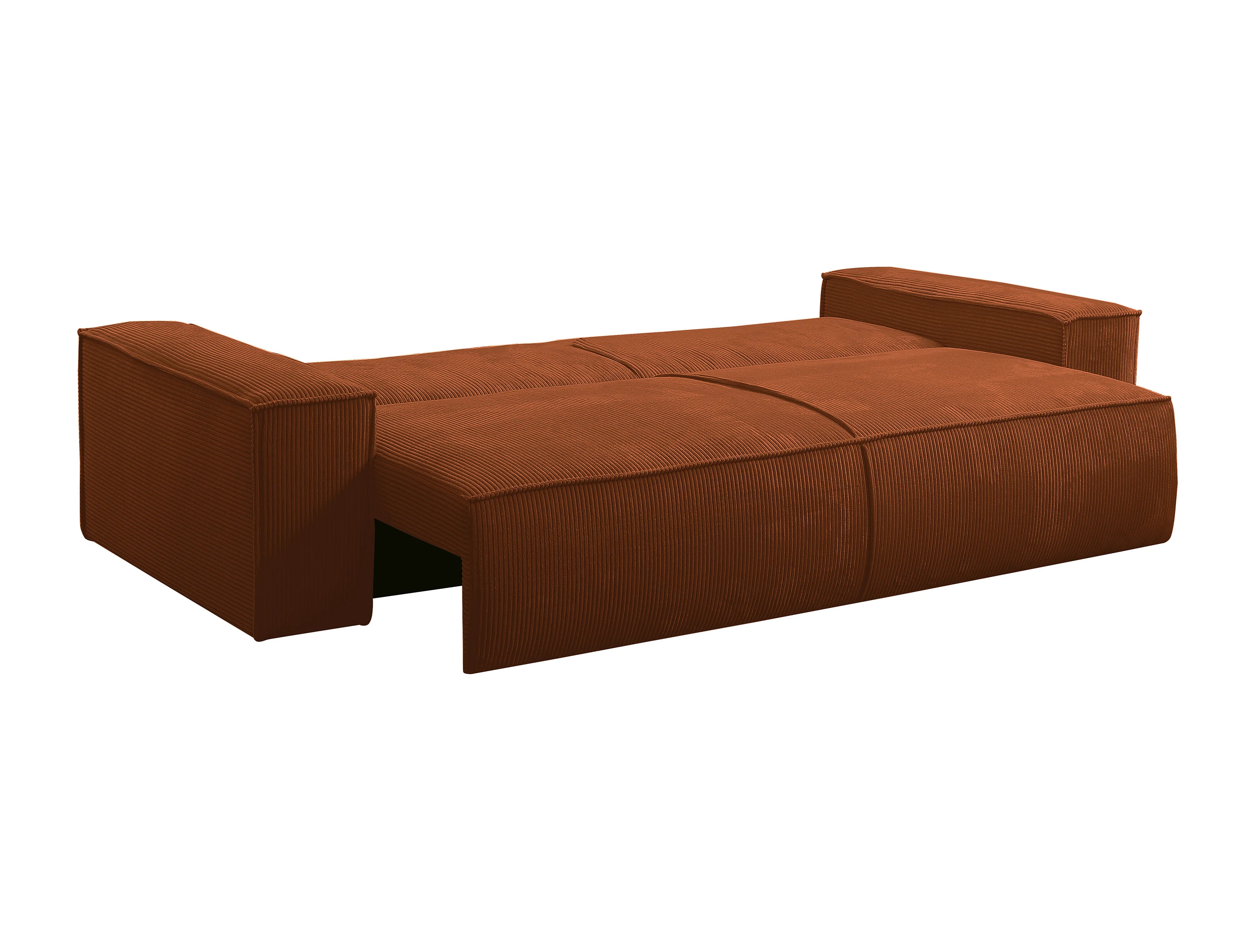 Canapé velours côtelé droit 4 places convertible terracotta - AMELIA