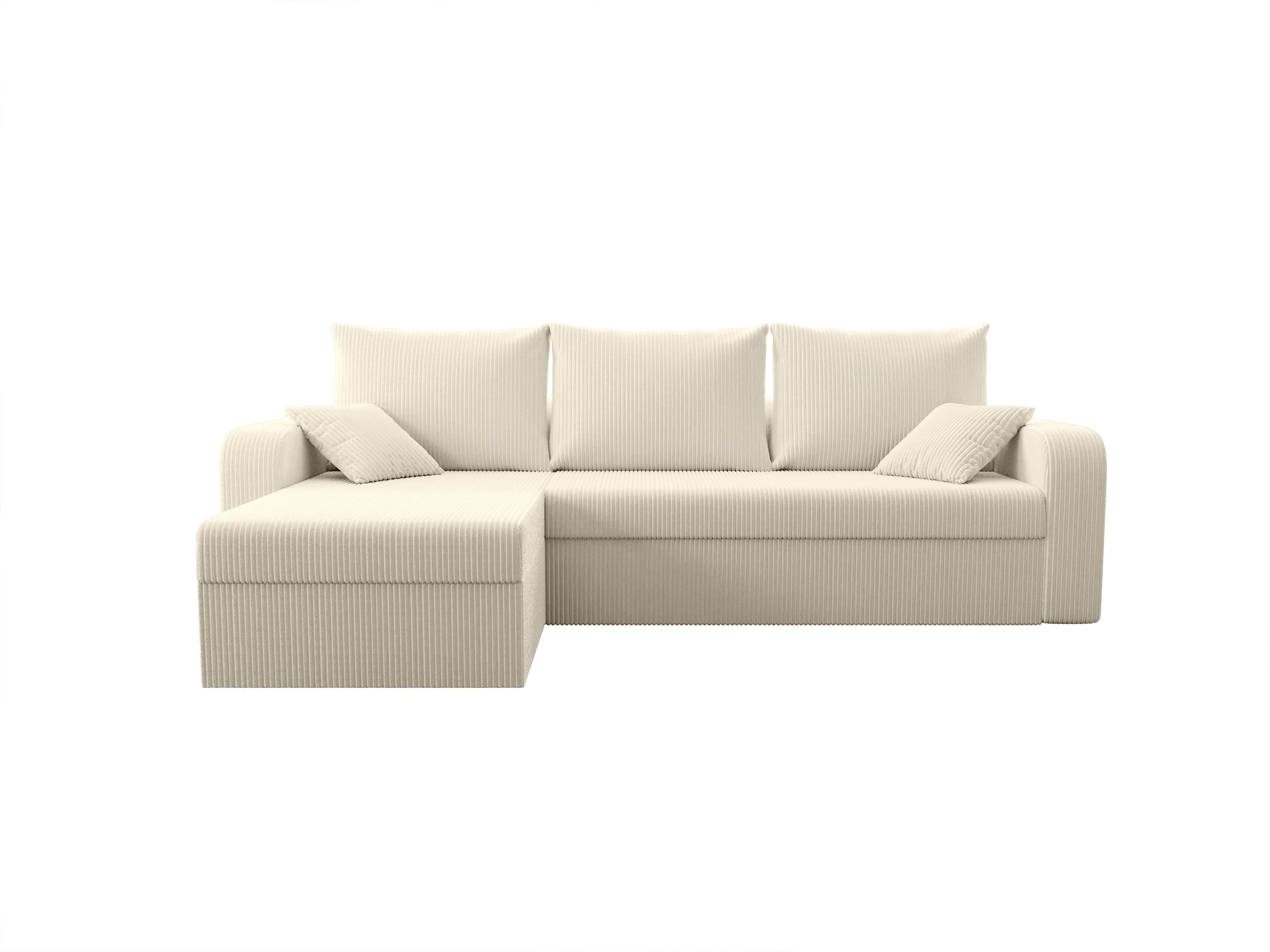 Canapé velours côtelé d'angle convertible réversible beige - ONABIA
