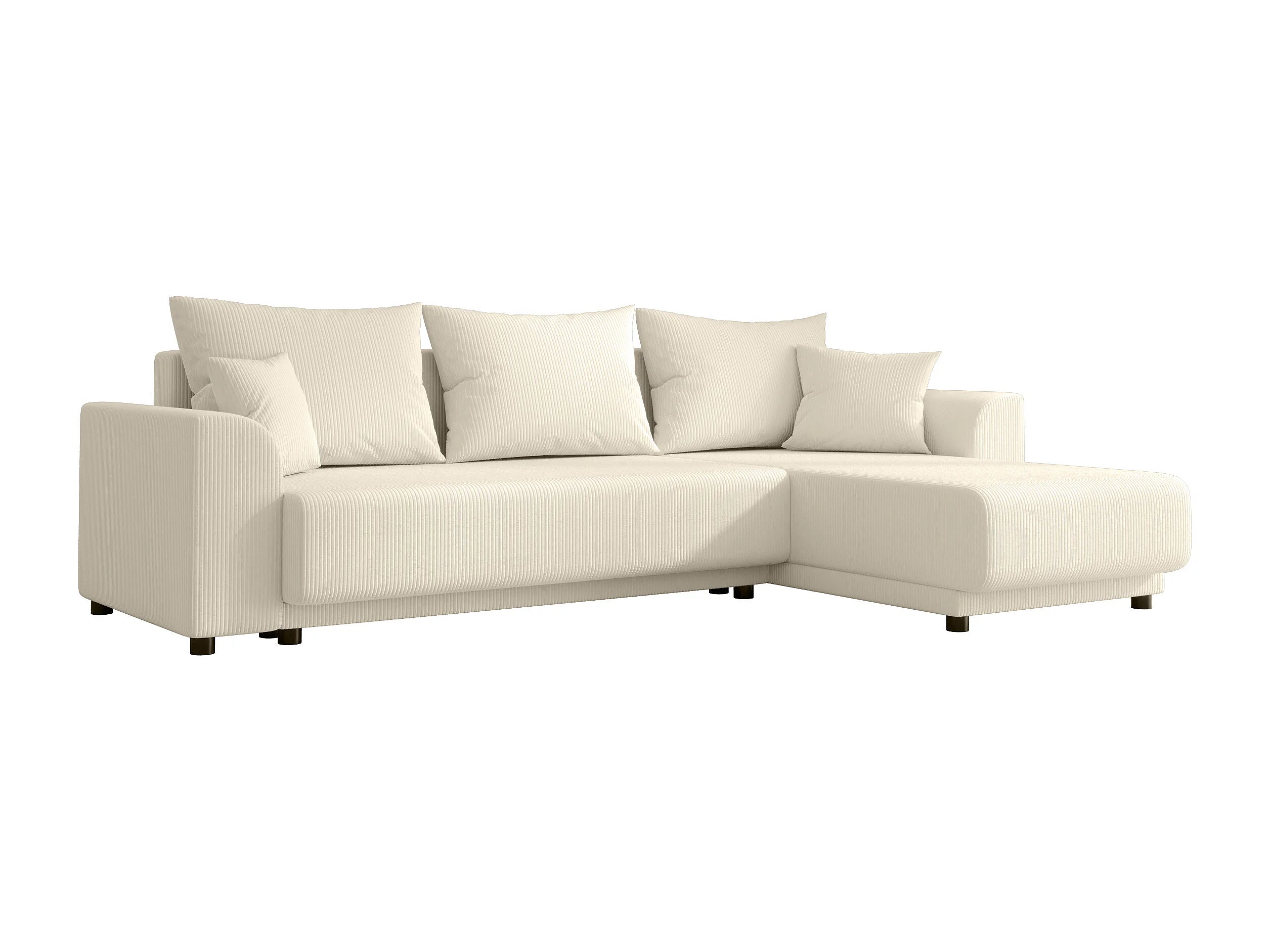 Canapé velours côtelé d'angle convertible réversible beige - NESSARO
