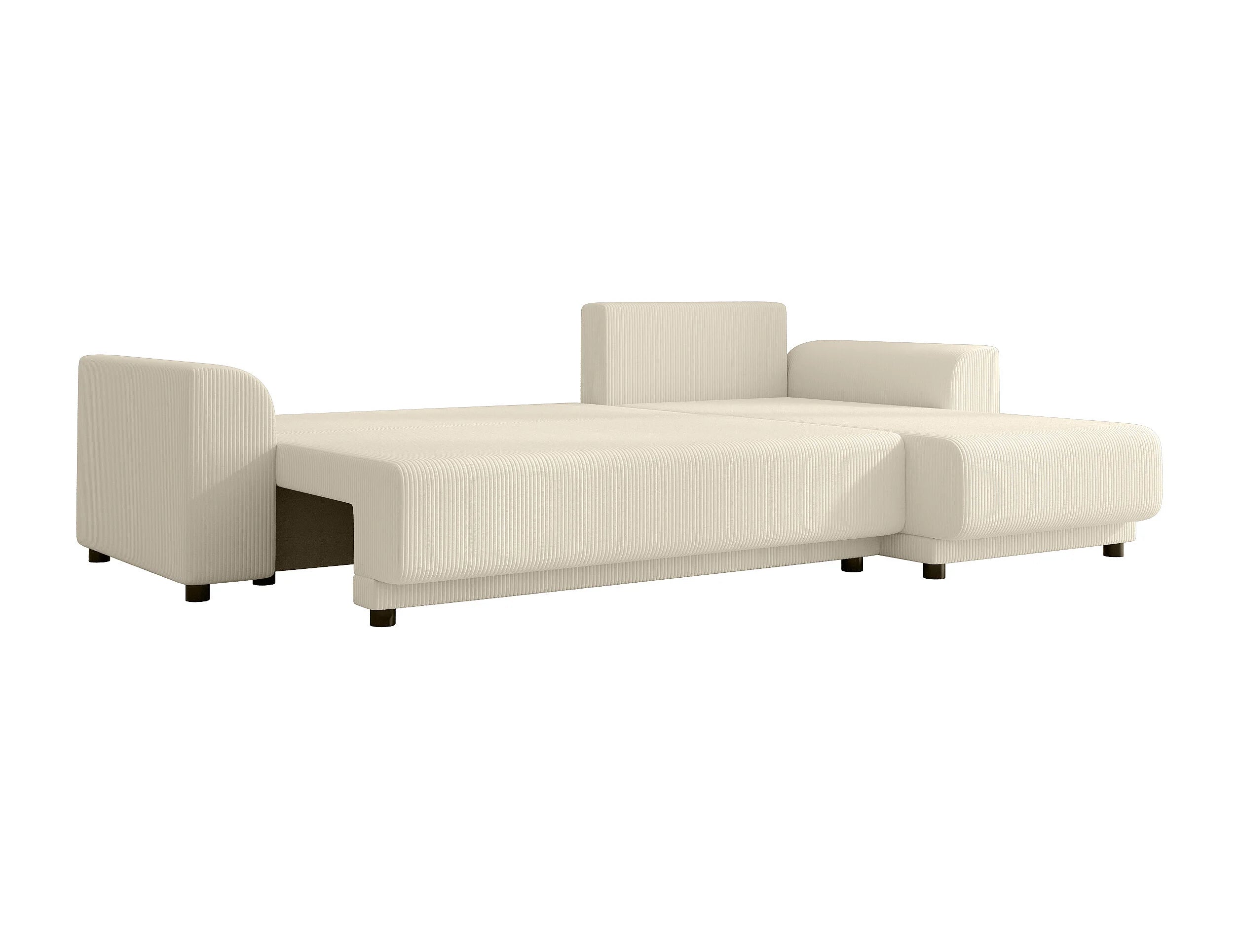 Canapé velours côtelé d'angle convertible réversible beige - NESSARO