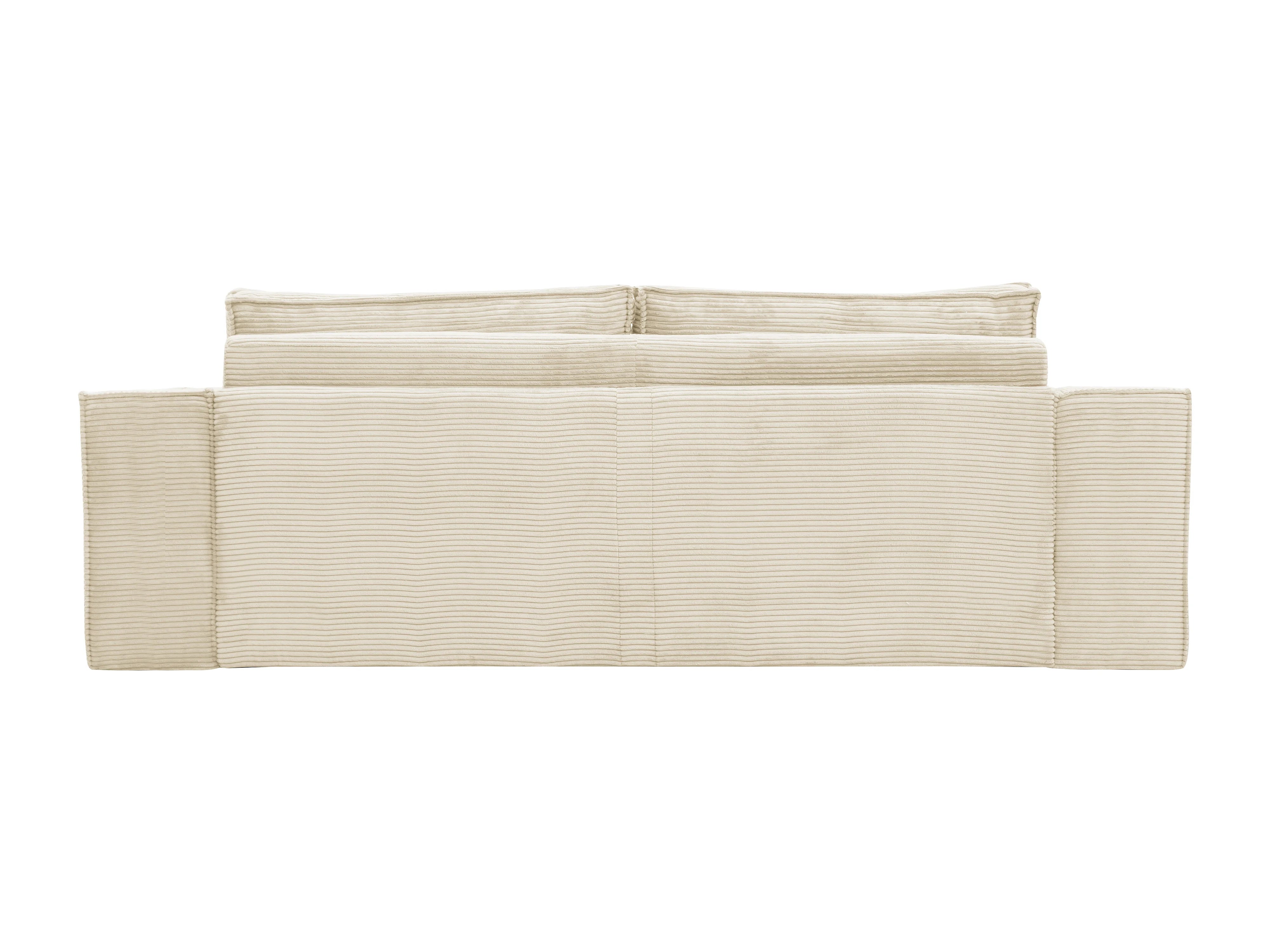 Canapé velours côtelé droit 3 places convertible beige - AMELIA