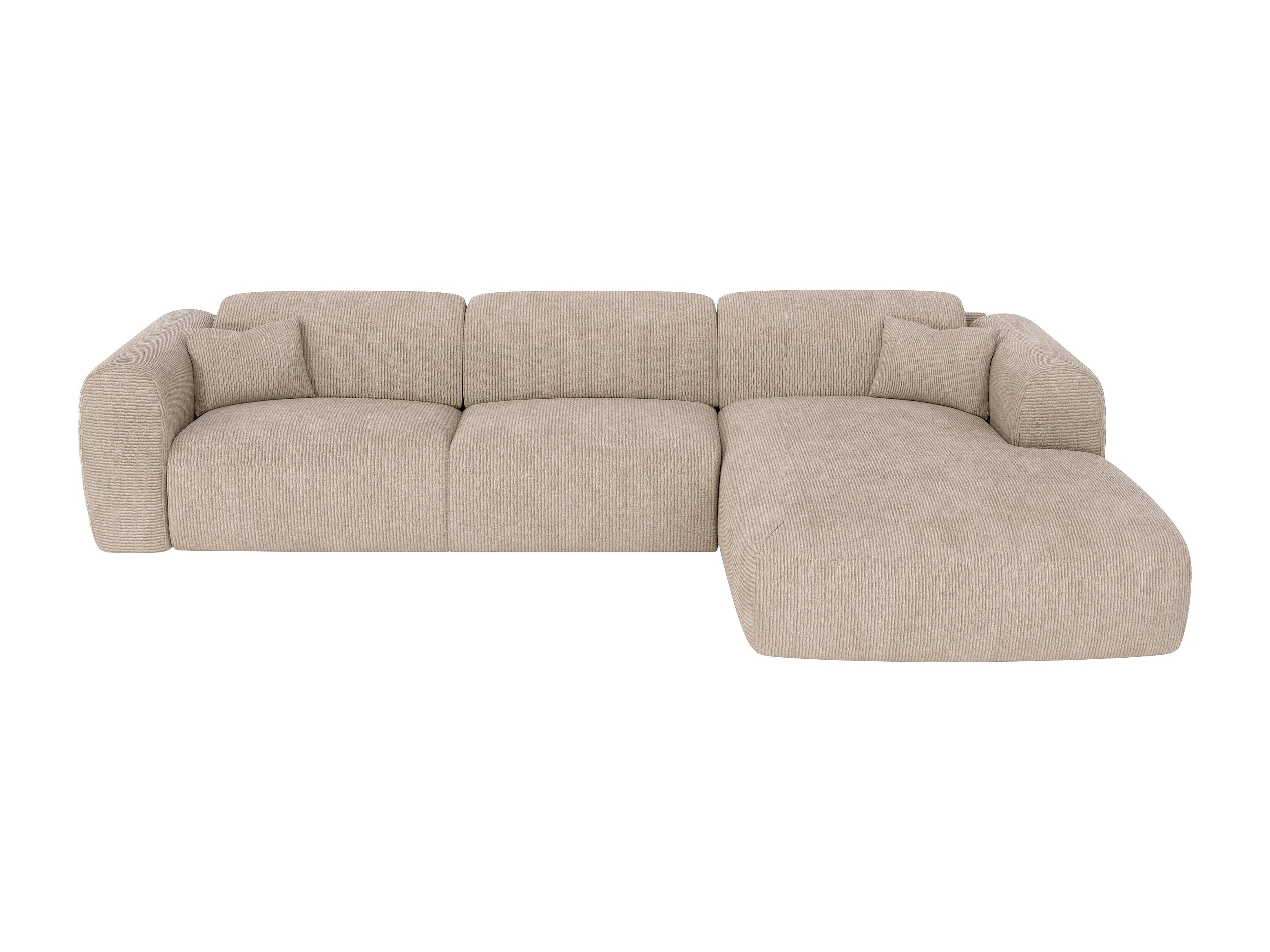 Canapé velours côtelé d'angle droit convertible express beige - POGNI