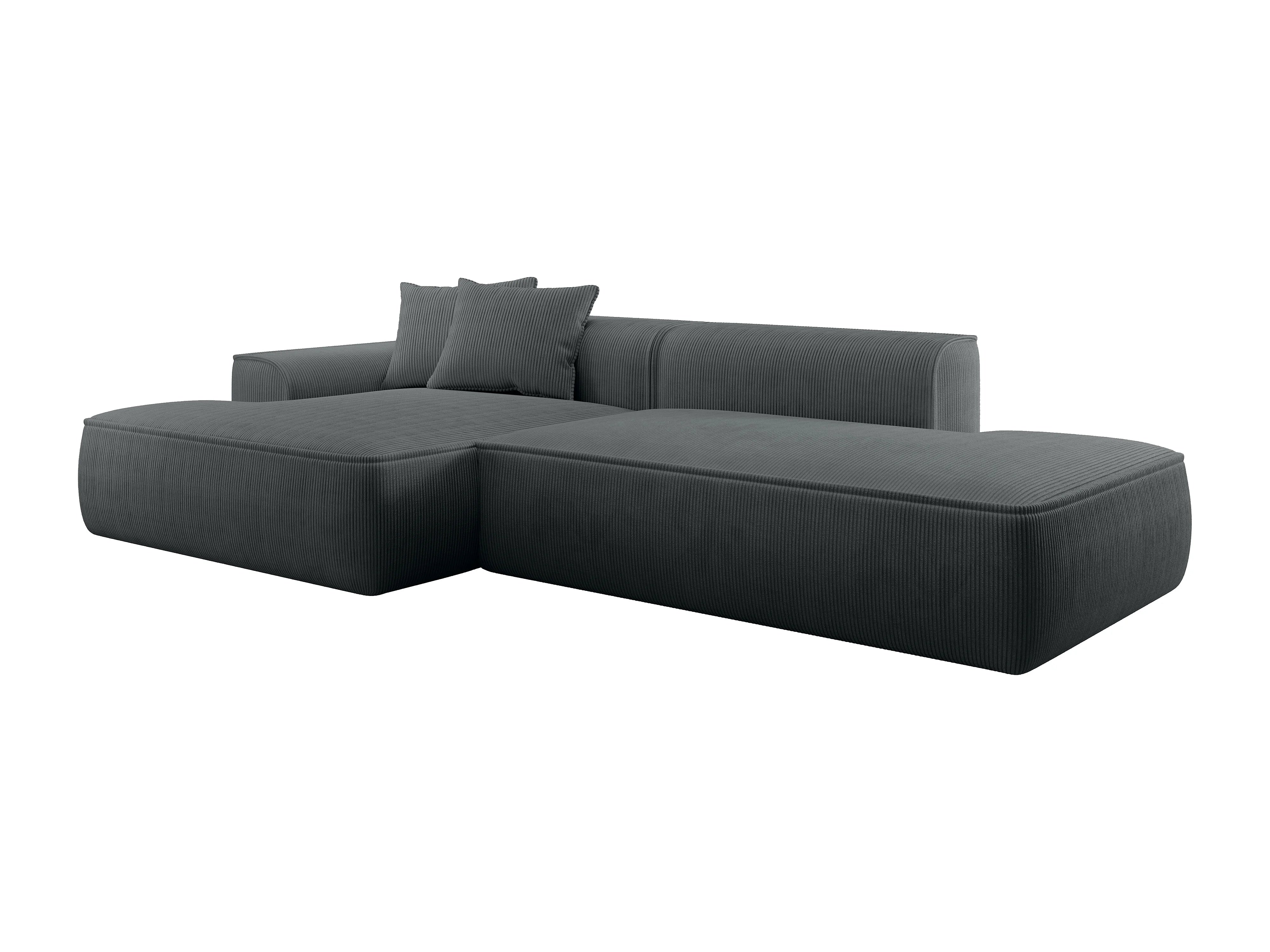 Canapé velours côtelé d'angle gauche gris anthracite - ERYNEL