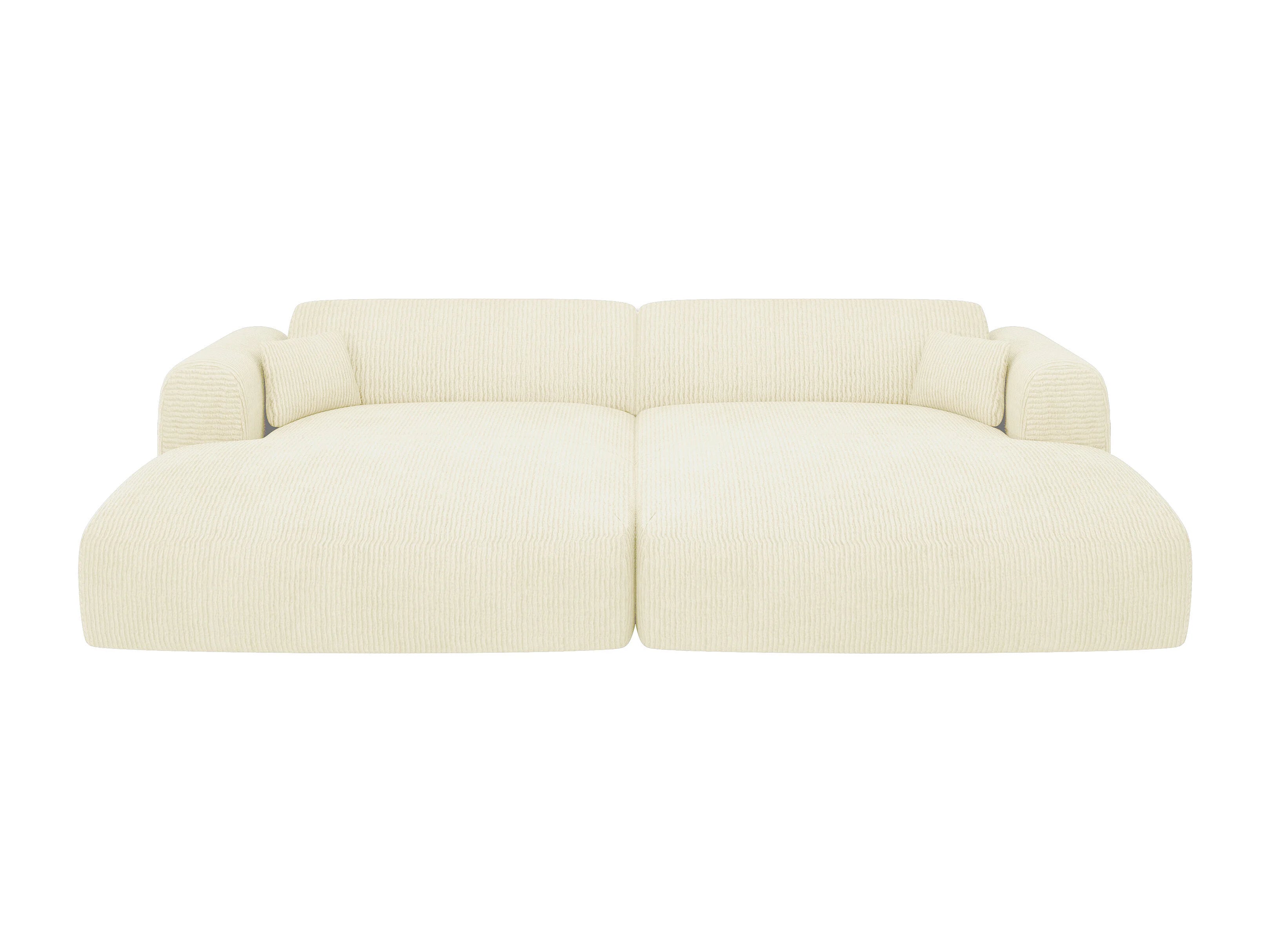 Canapé velours côtelé 3 places assise profonde blanc cassé - POGNI
