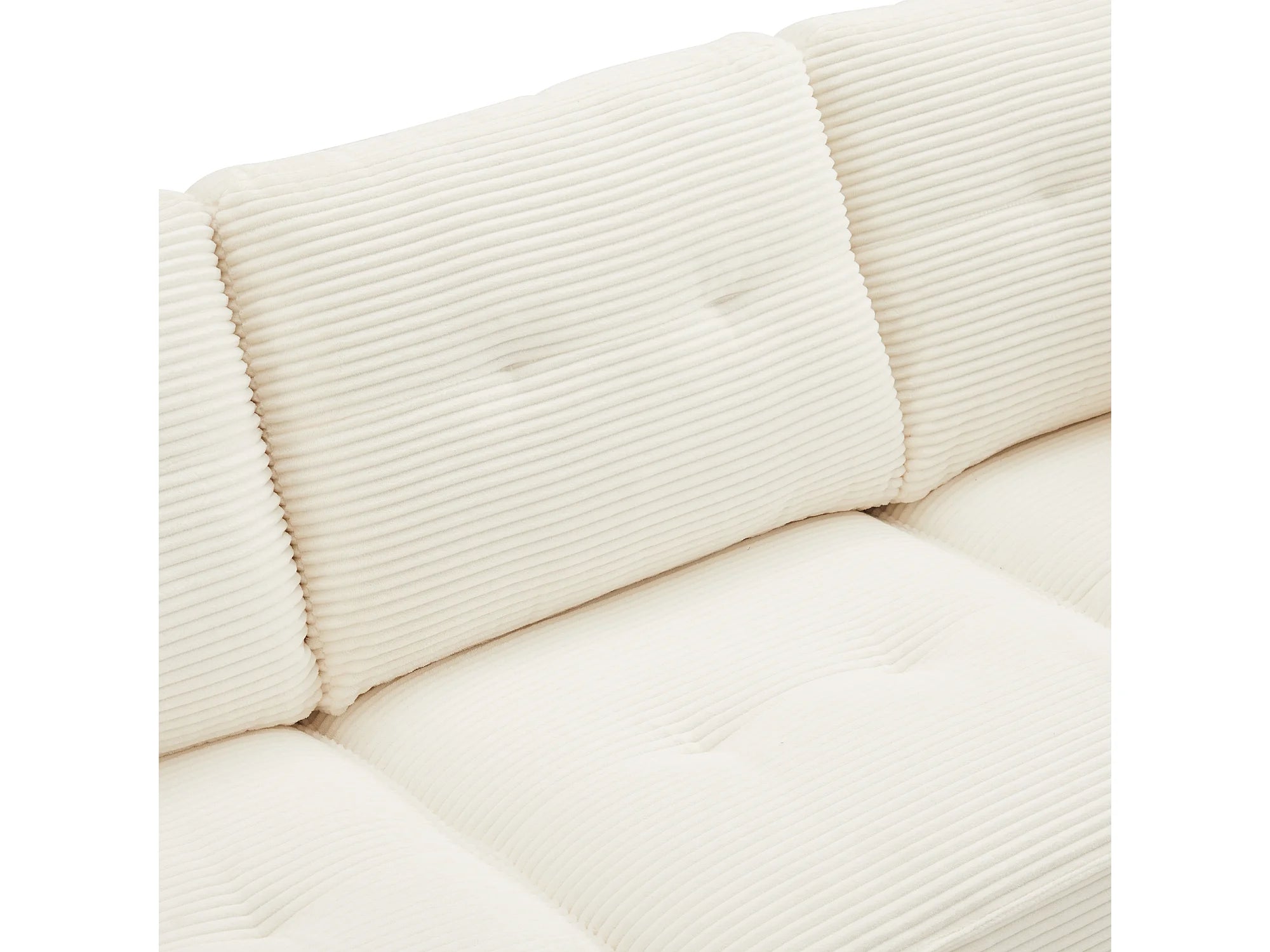 Canapé velours côtelé d'angle 4 places beige 280 cm