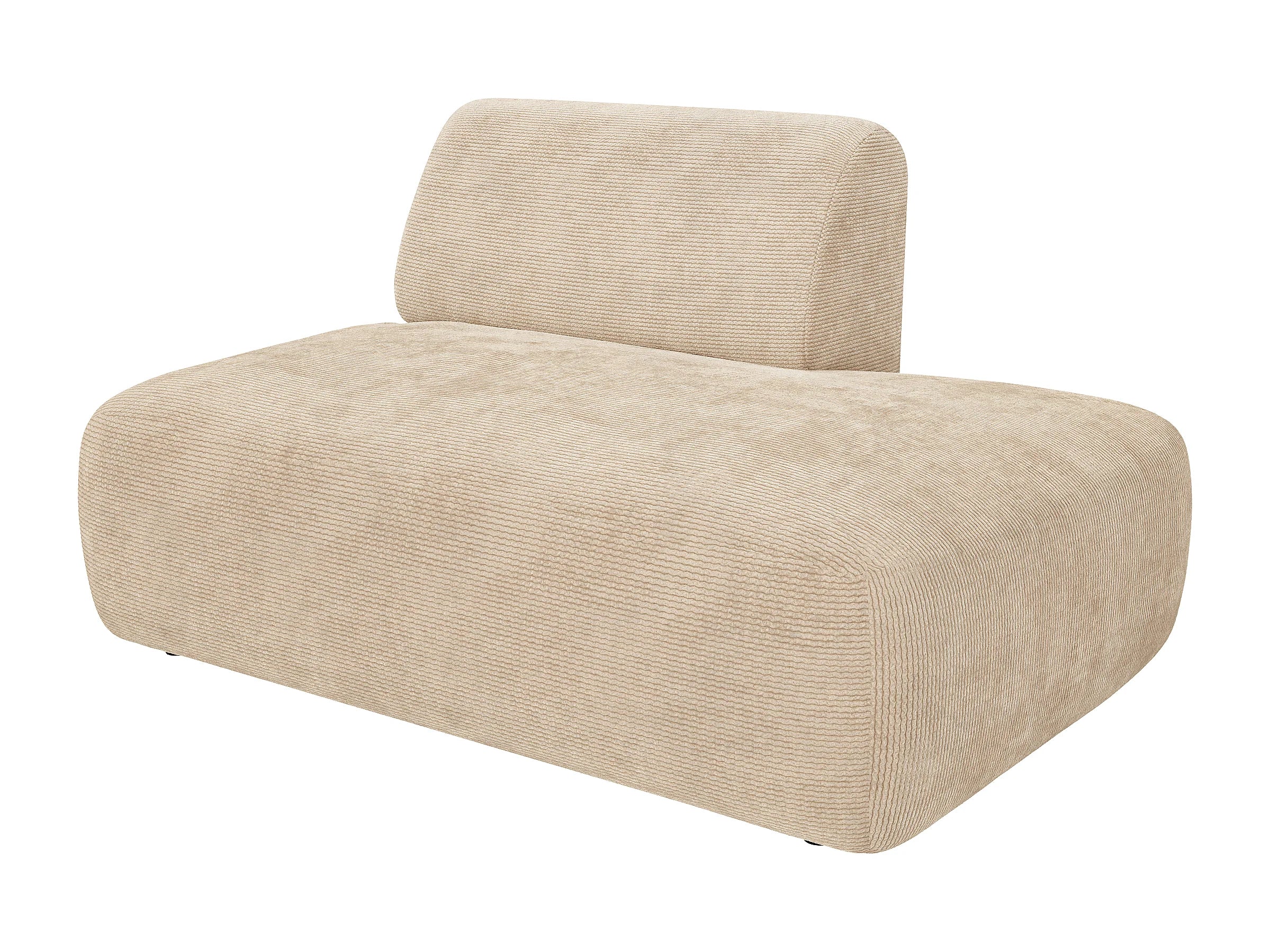 Canapé velours côtelé d'angle modulable 6 places beige - POGNI