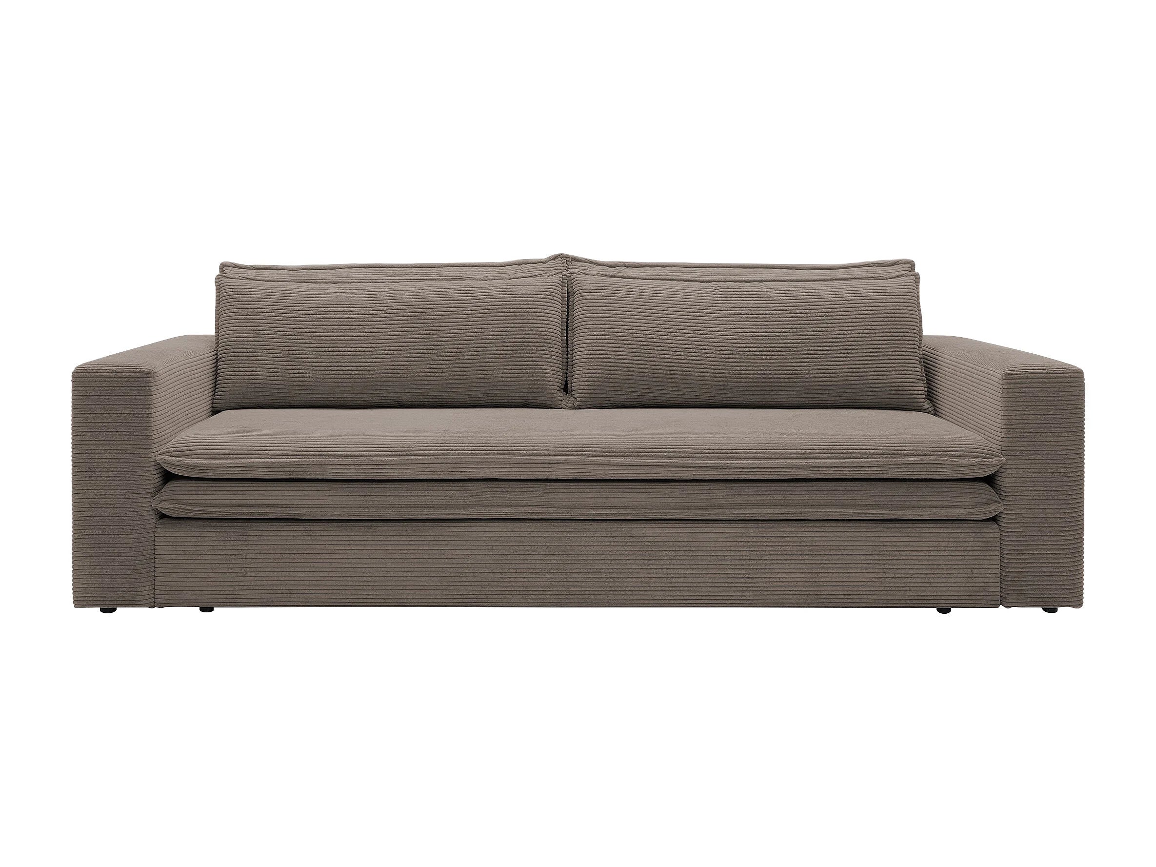 Canapé velours côtelé convertible 3 places taupe - TILIA