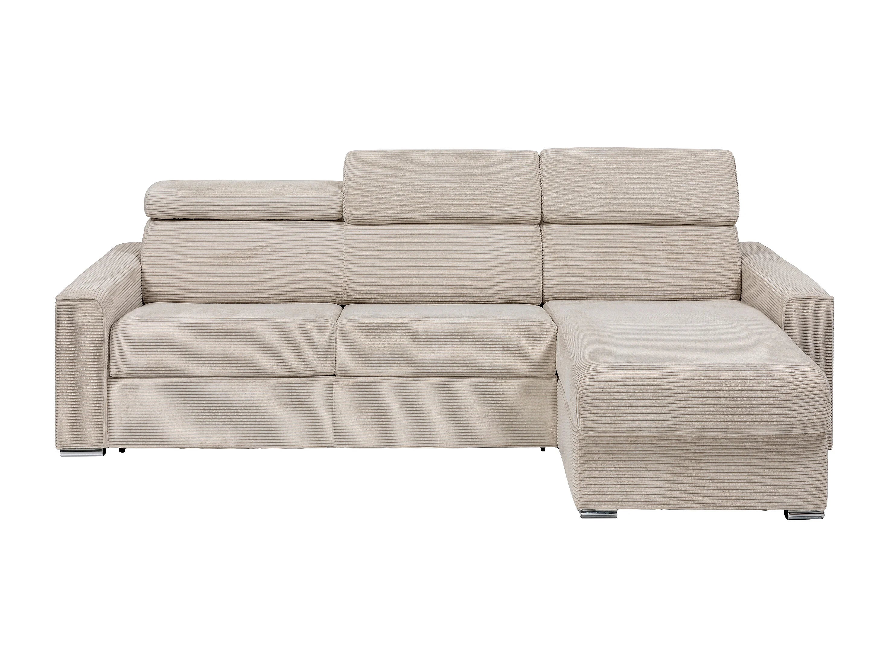 Canapé velours côtelé d'angle convertible express beige - VIZIR