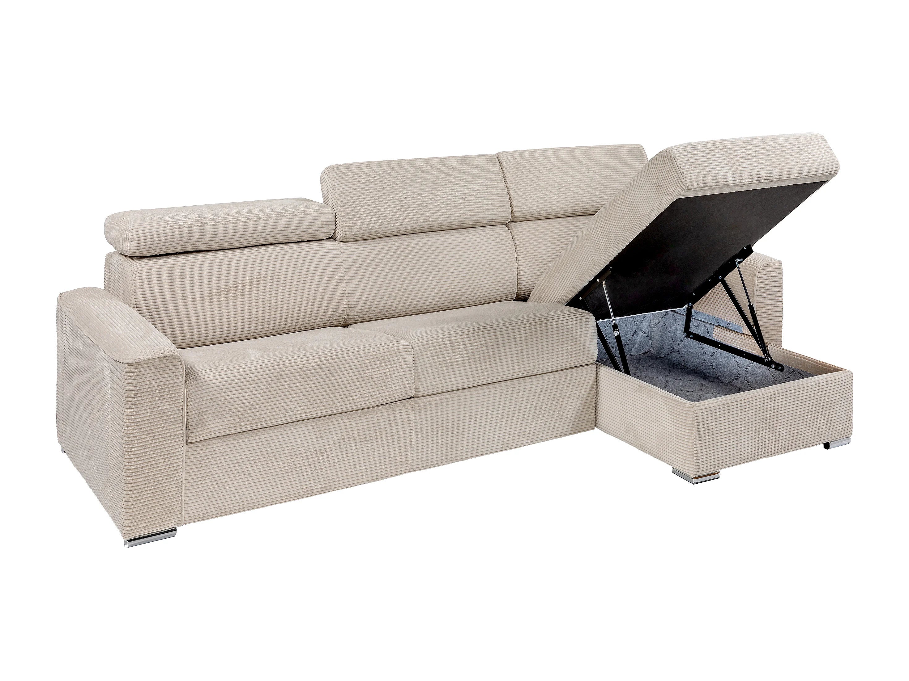 Canapé velours côtelé d'angle convertible express beige - VIZIR