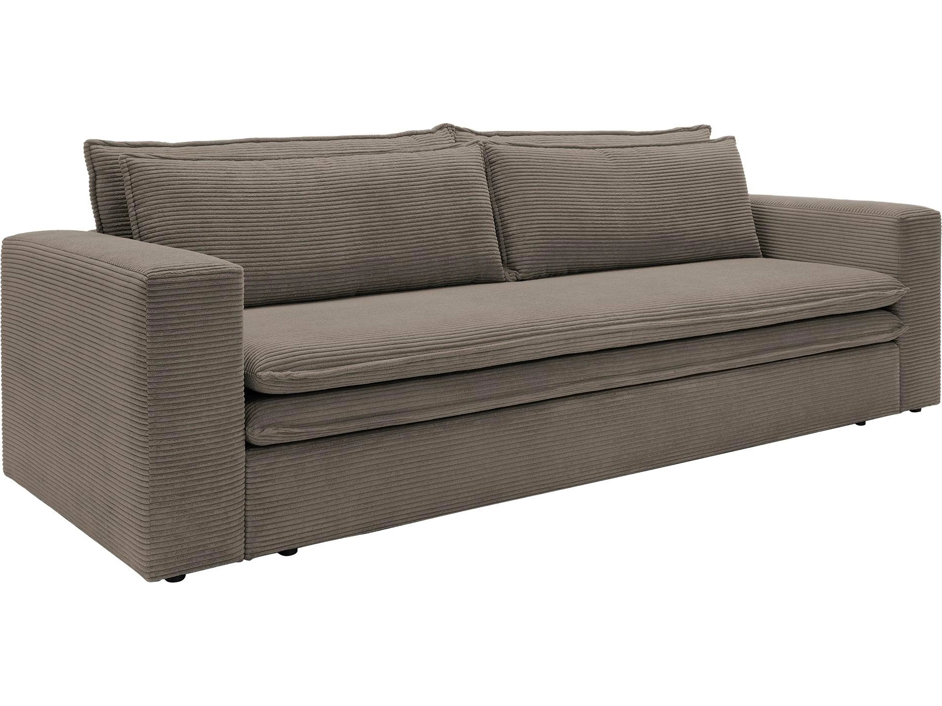Canapé velours côtelé convertible 3 places taupe - TILIA