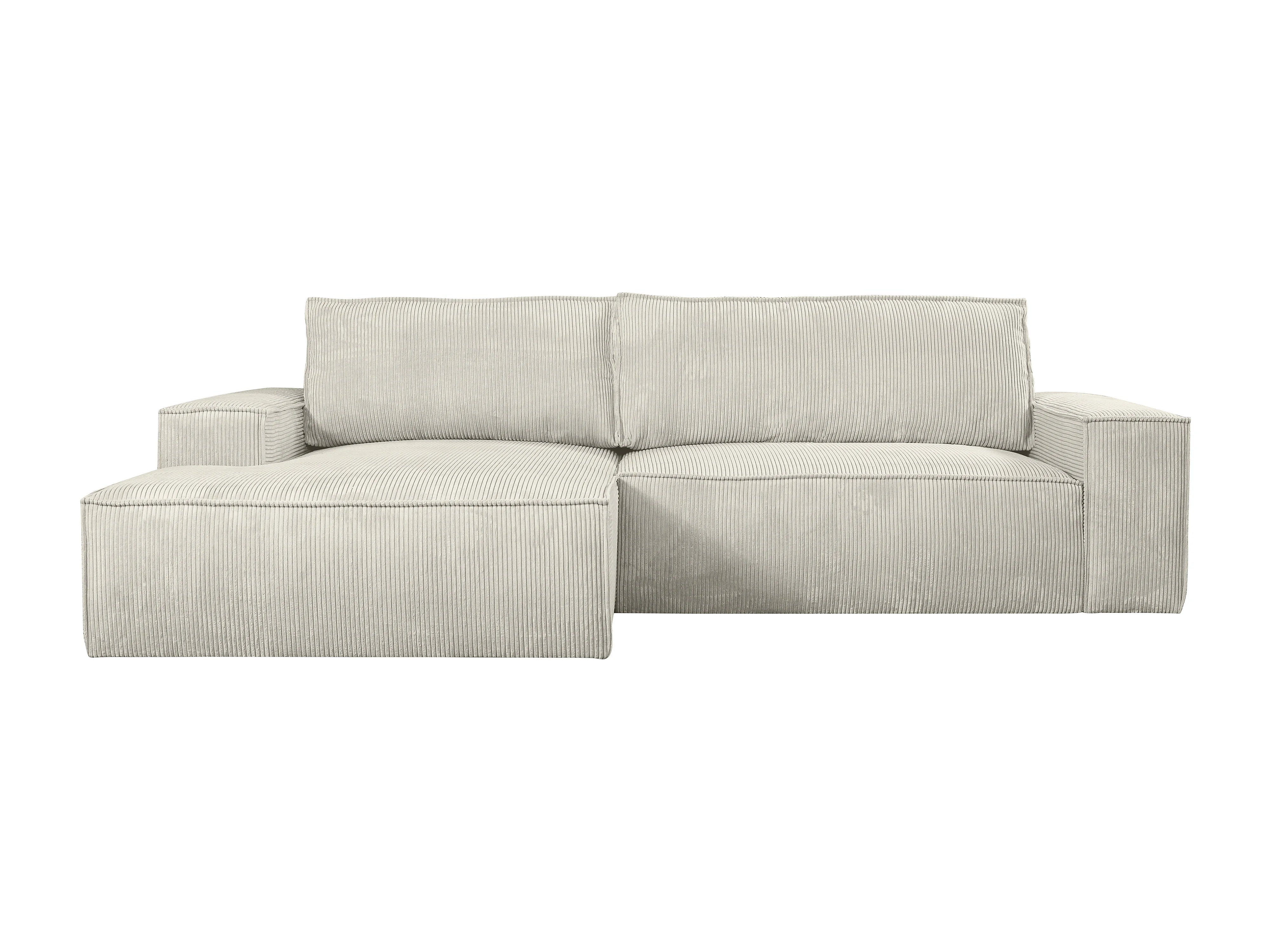Canapé velours côtelé d'angle gauche convertible 4 places beige - AMELIA