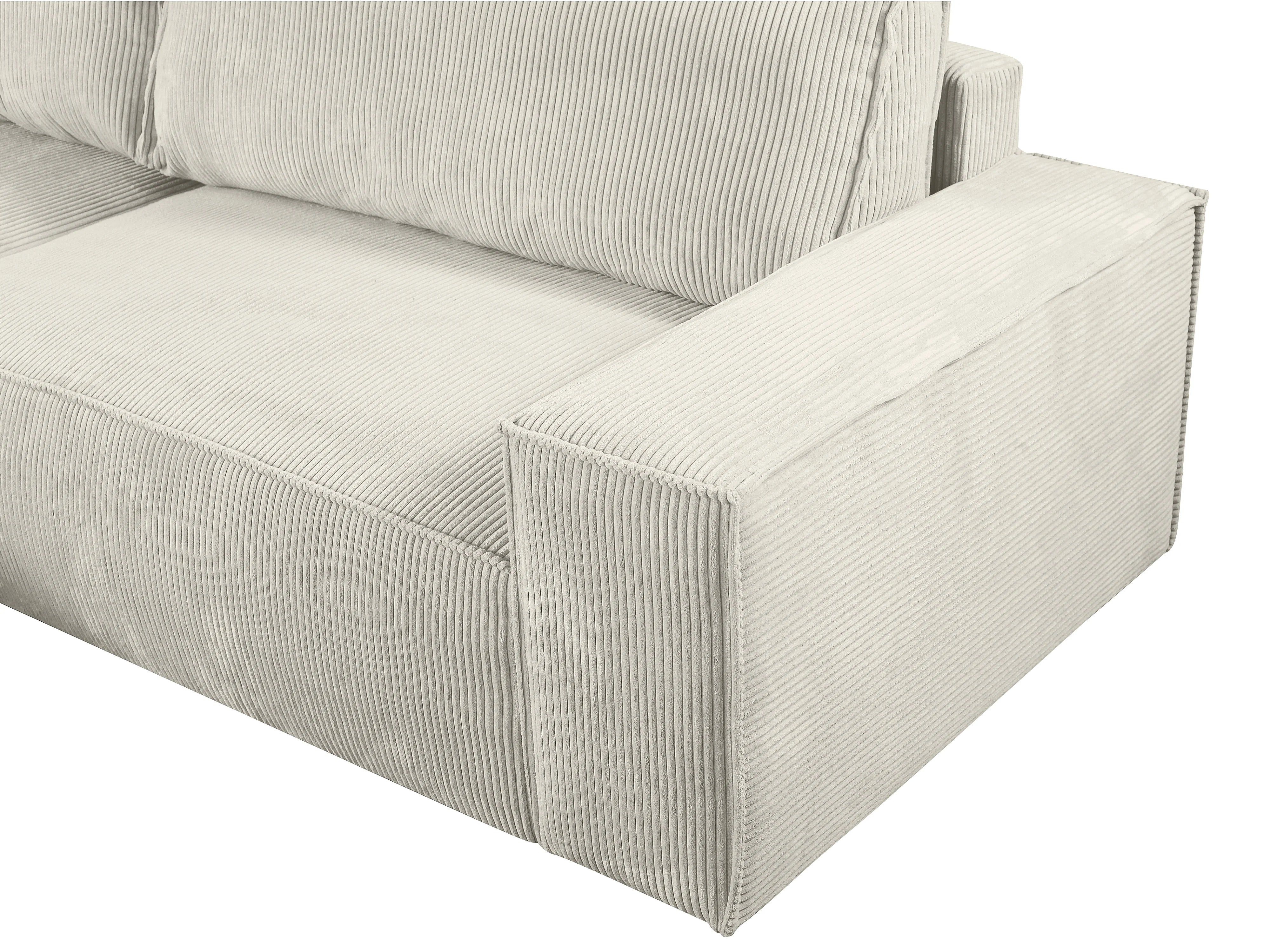 Canapé velours côtelé d'angle gauche convertible 4 places beige - AMELIA
