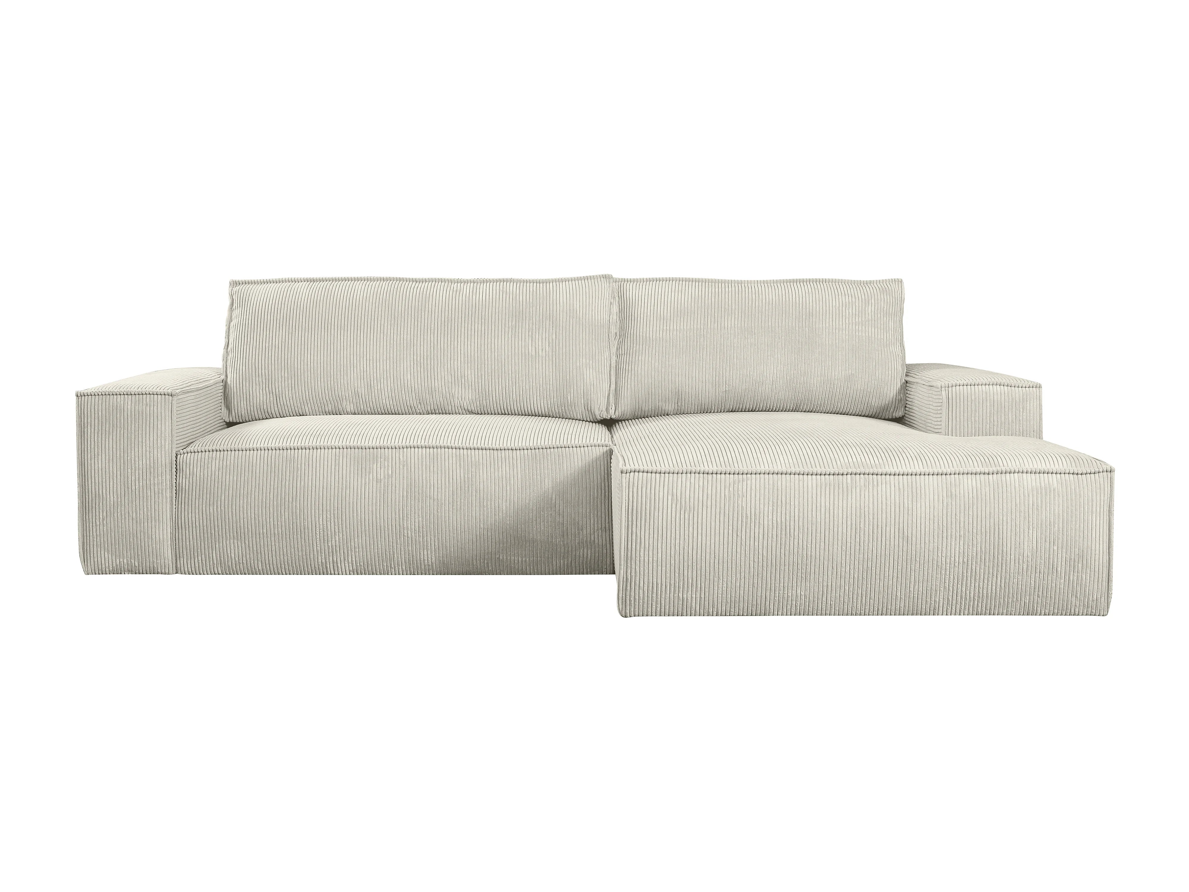 Canapé velours côtelé d'angle droit convertible beige - AMELIA