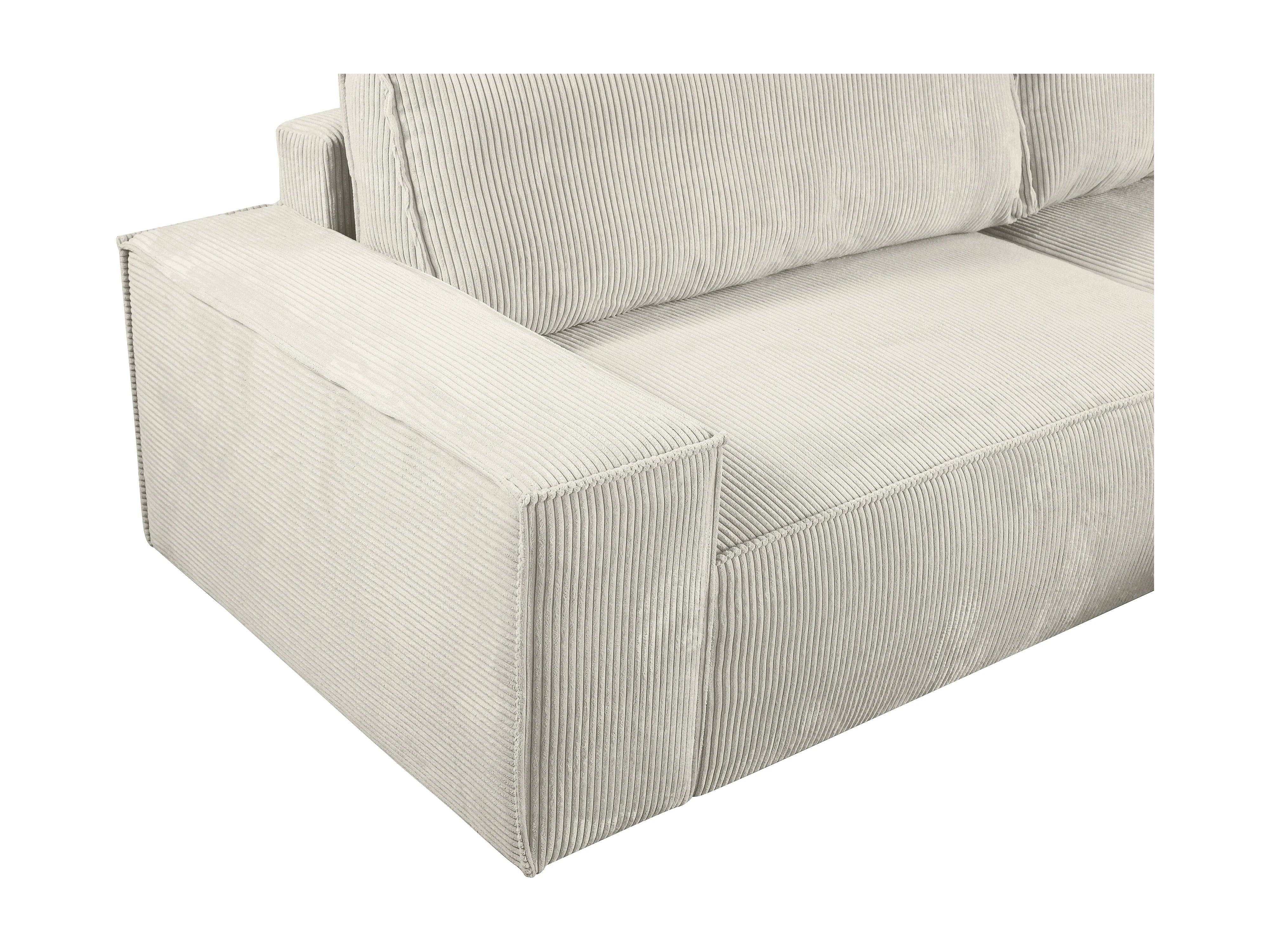 Canapé velours côtelé d'angle droit convertible beige - AMELIA