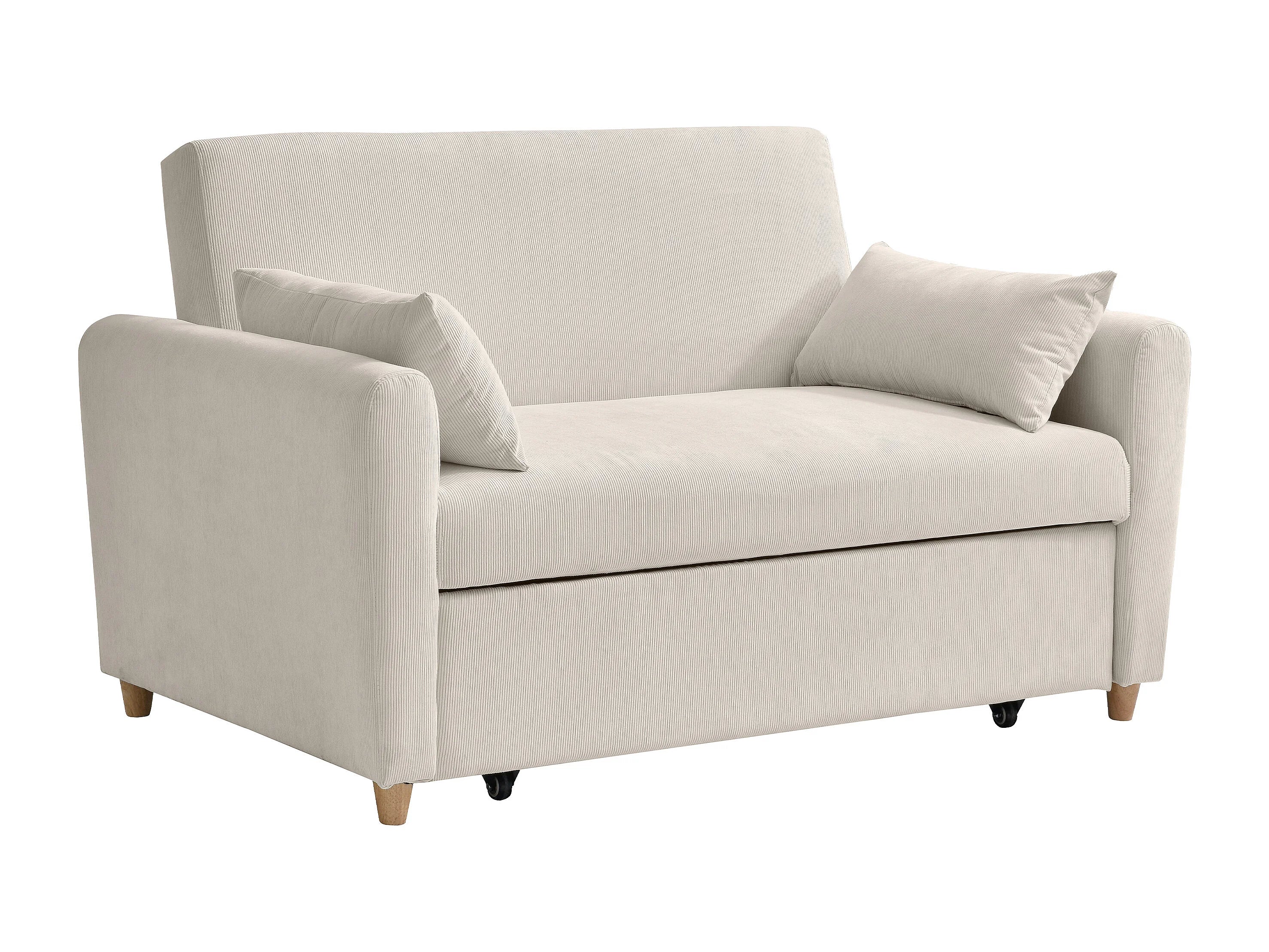 Canapé velours côtelé convertible 2 places beige - AYLA