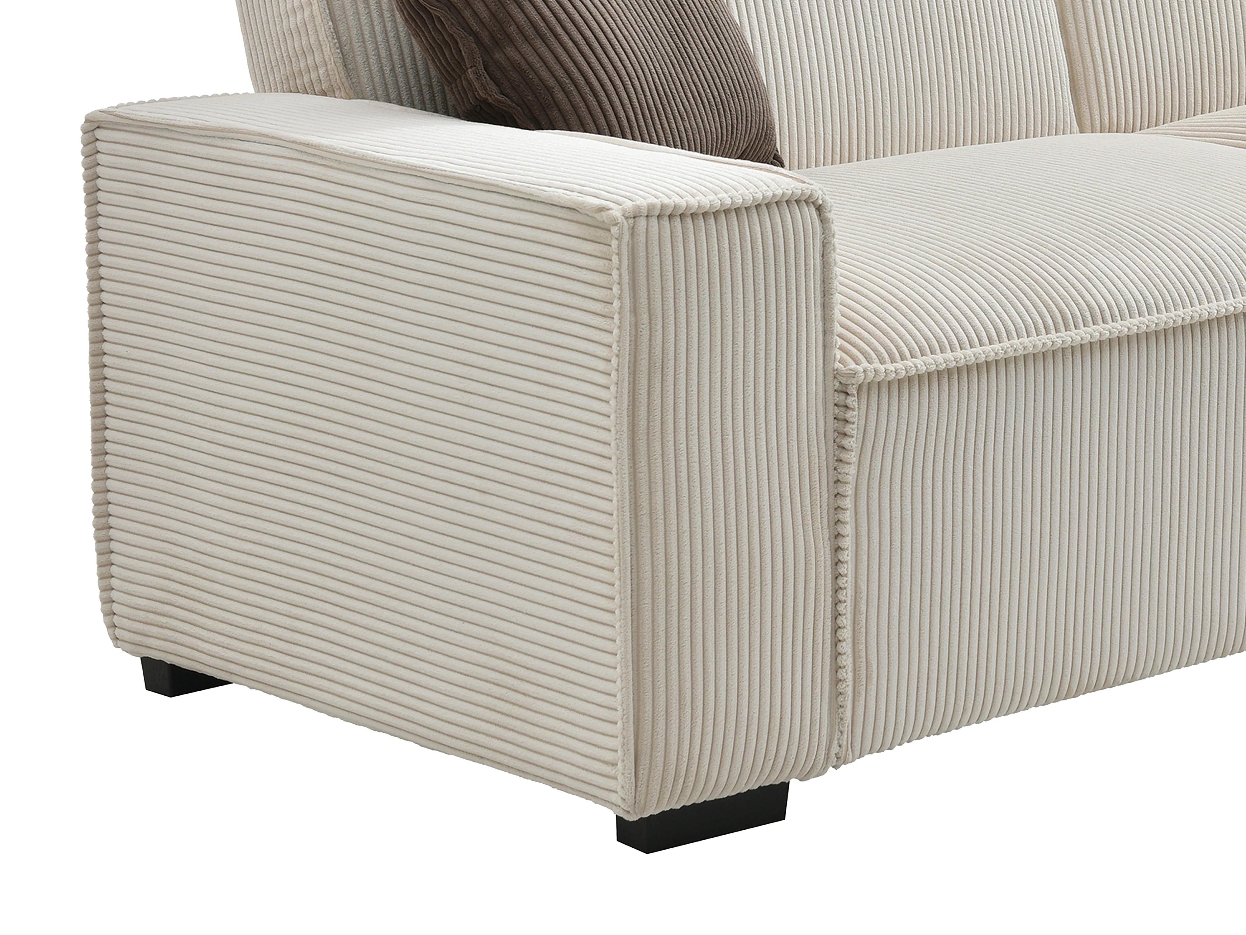 Canapé velours côtelé droit 3 places convertible beige - SEKOTA