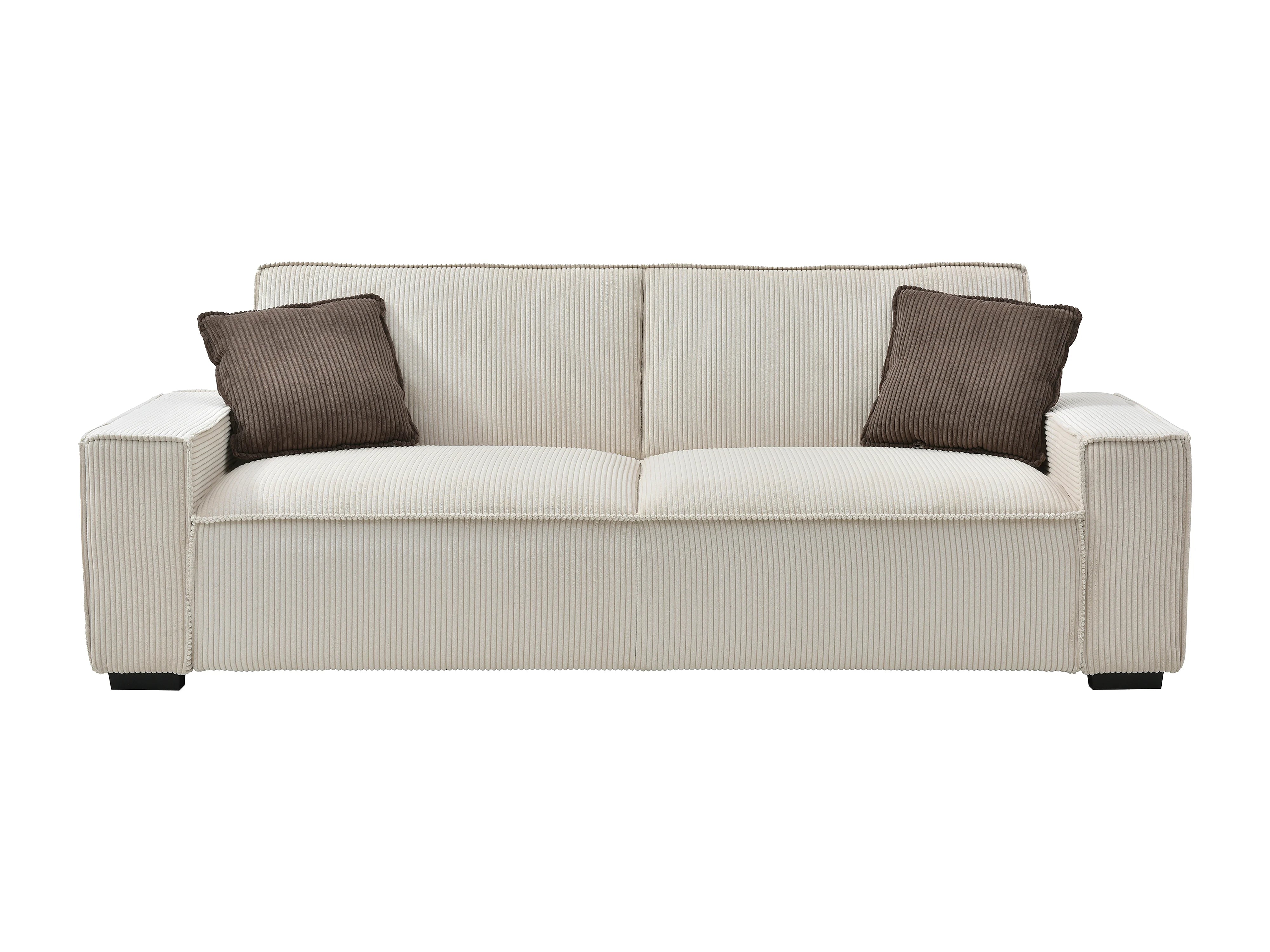 Canapé velours côtelé droit 3 places convertible beige - SEKOTA