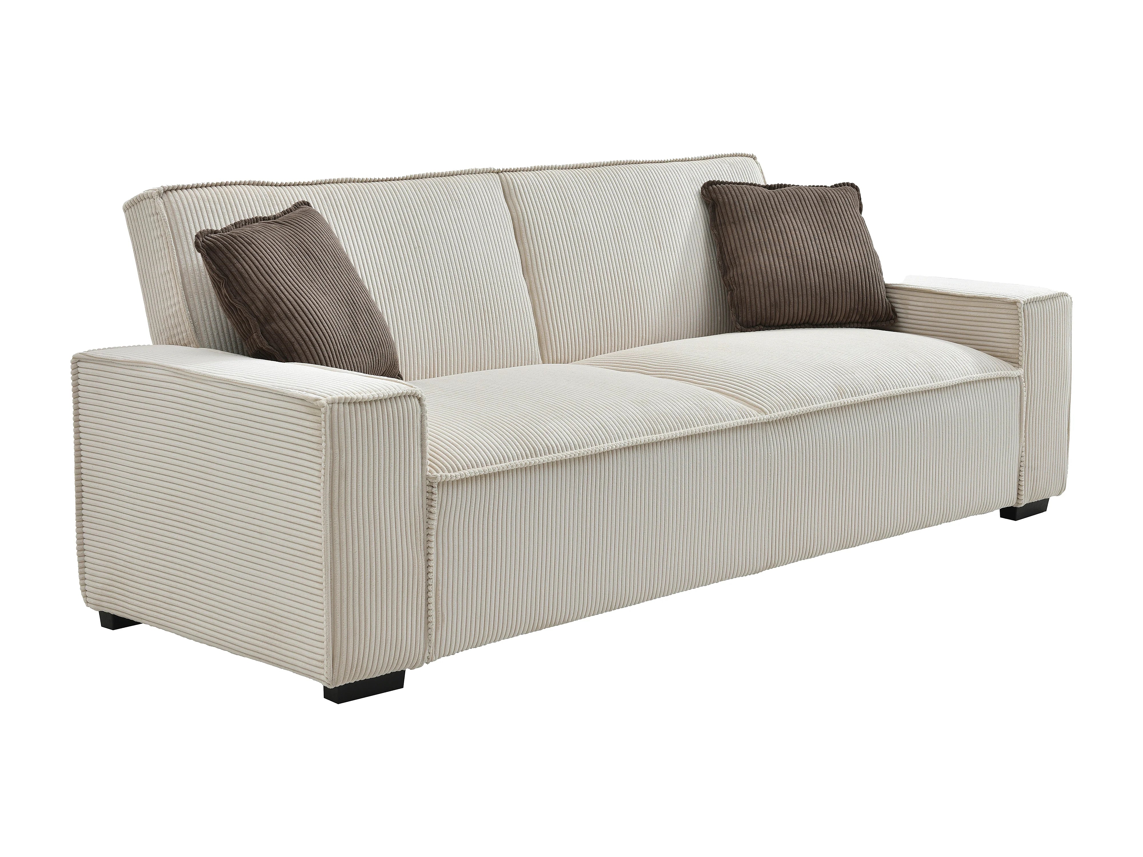 Canapé velours côtelé droit 3 places convertible beige - SEKOTA