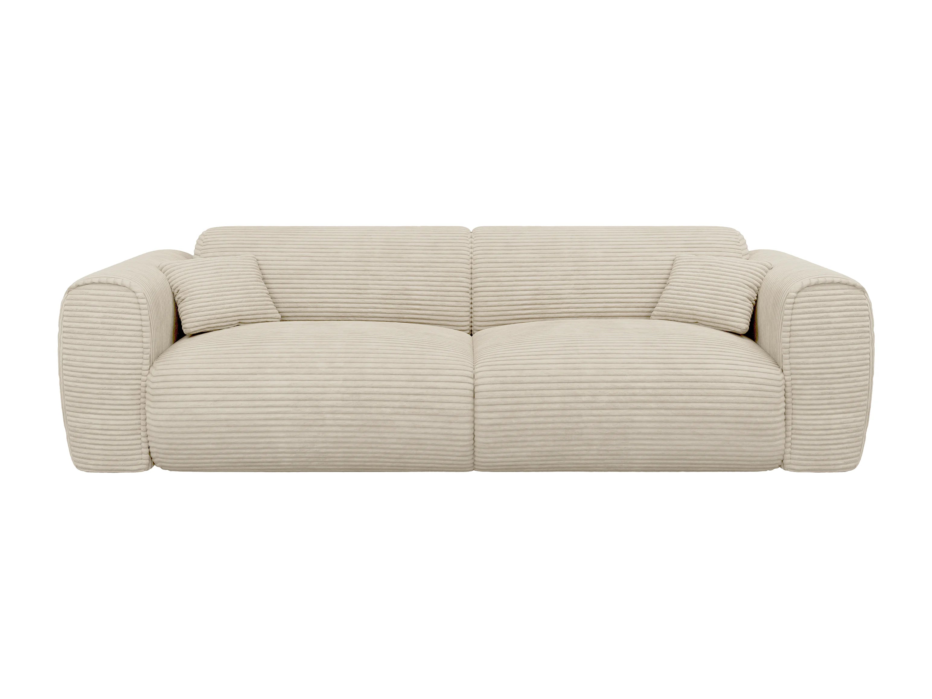 Canapé velours côtelé droit 4 places convertible beige - POGNIA