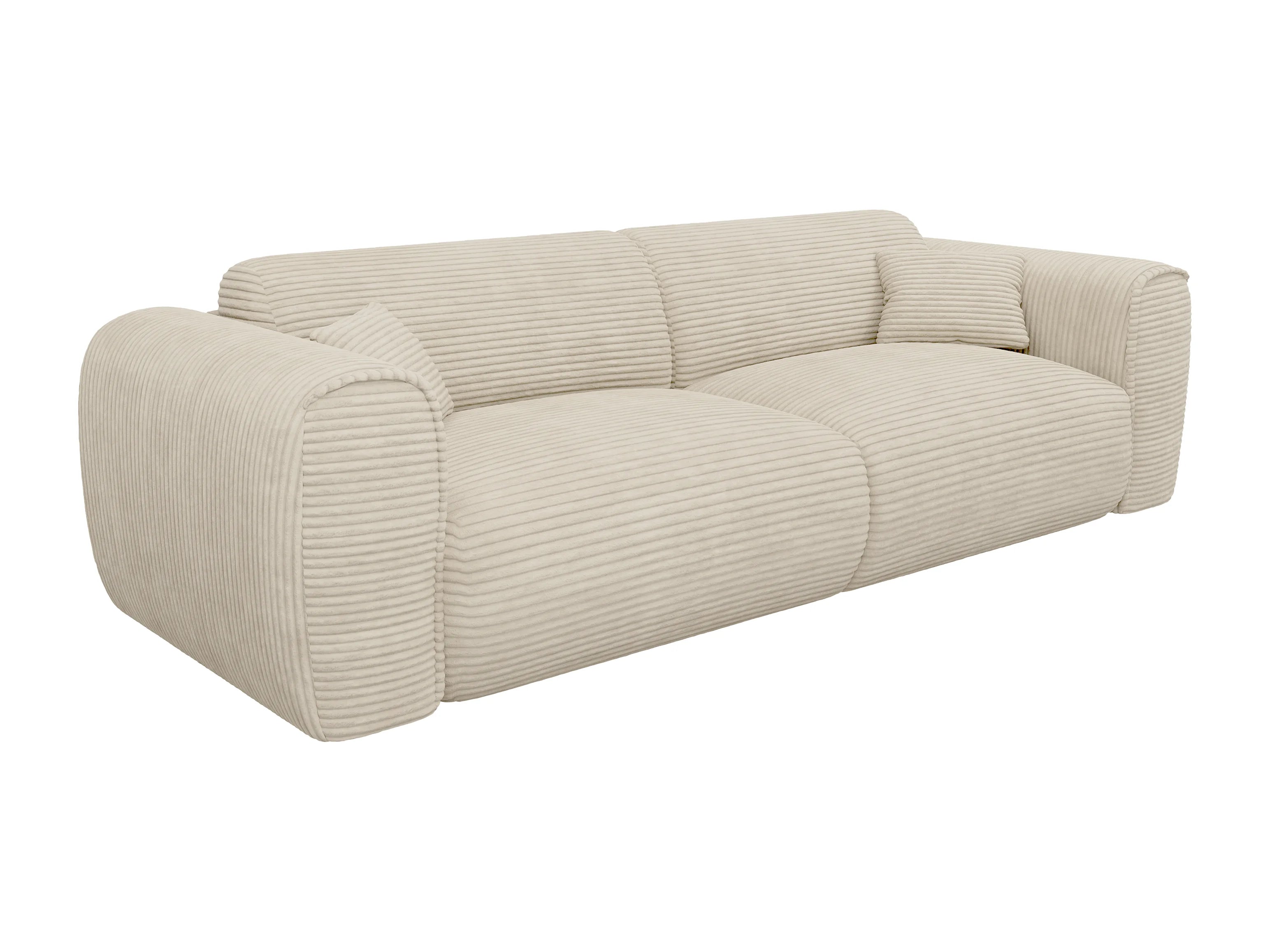 Canapé velours côtelé droit 4 places convertible beige - POGNIA