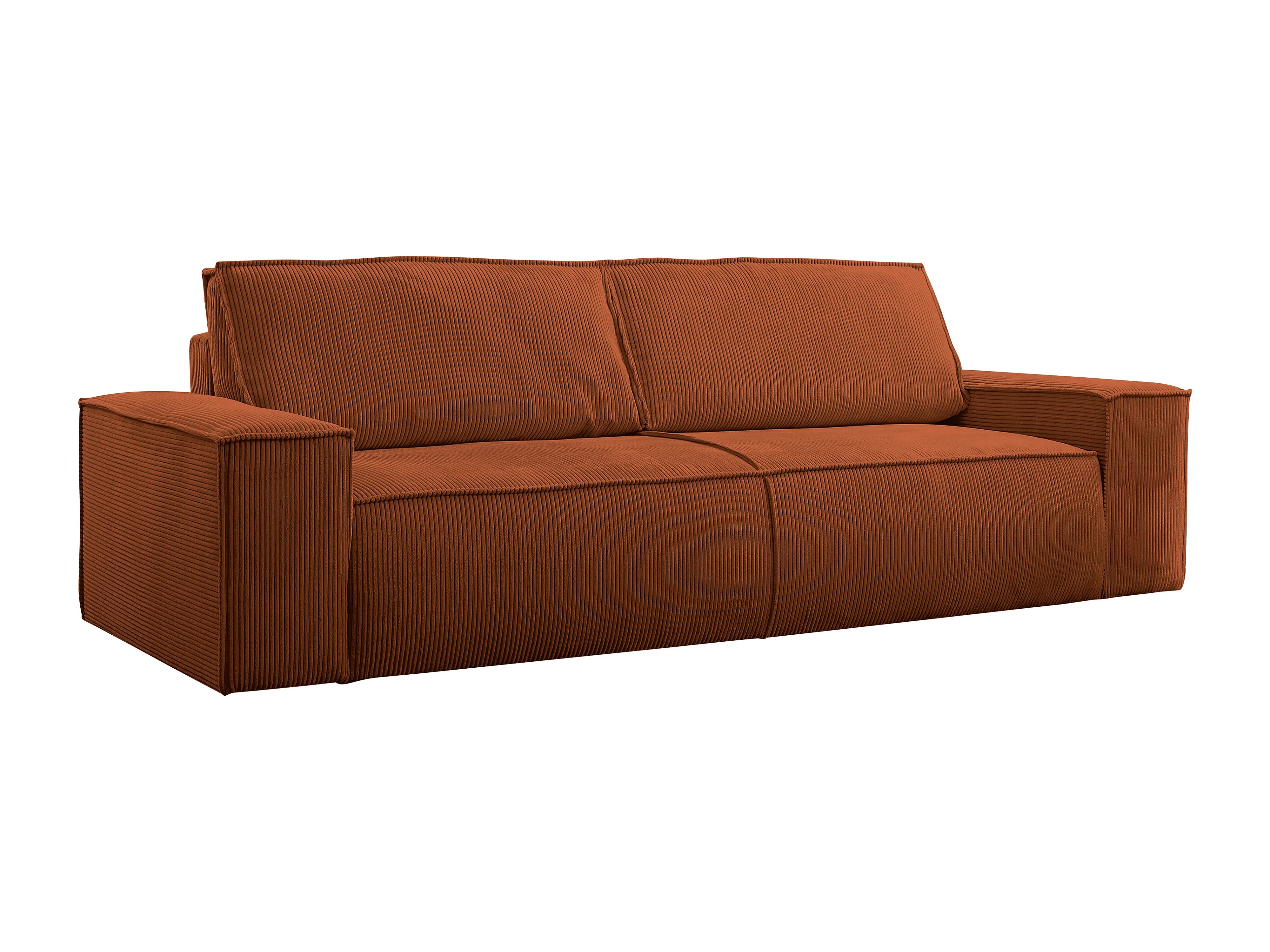Canapé velours côtelé droit 4 places convertible terracotta - AMELIA