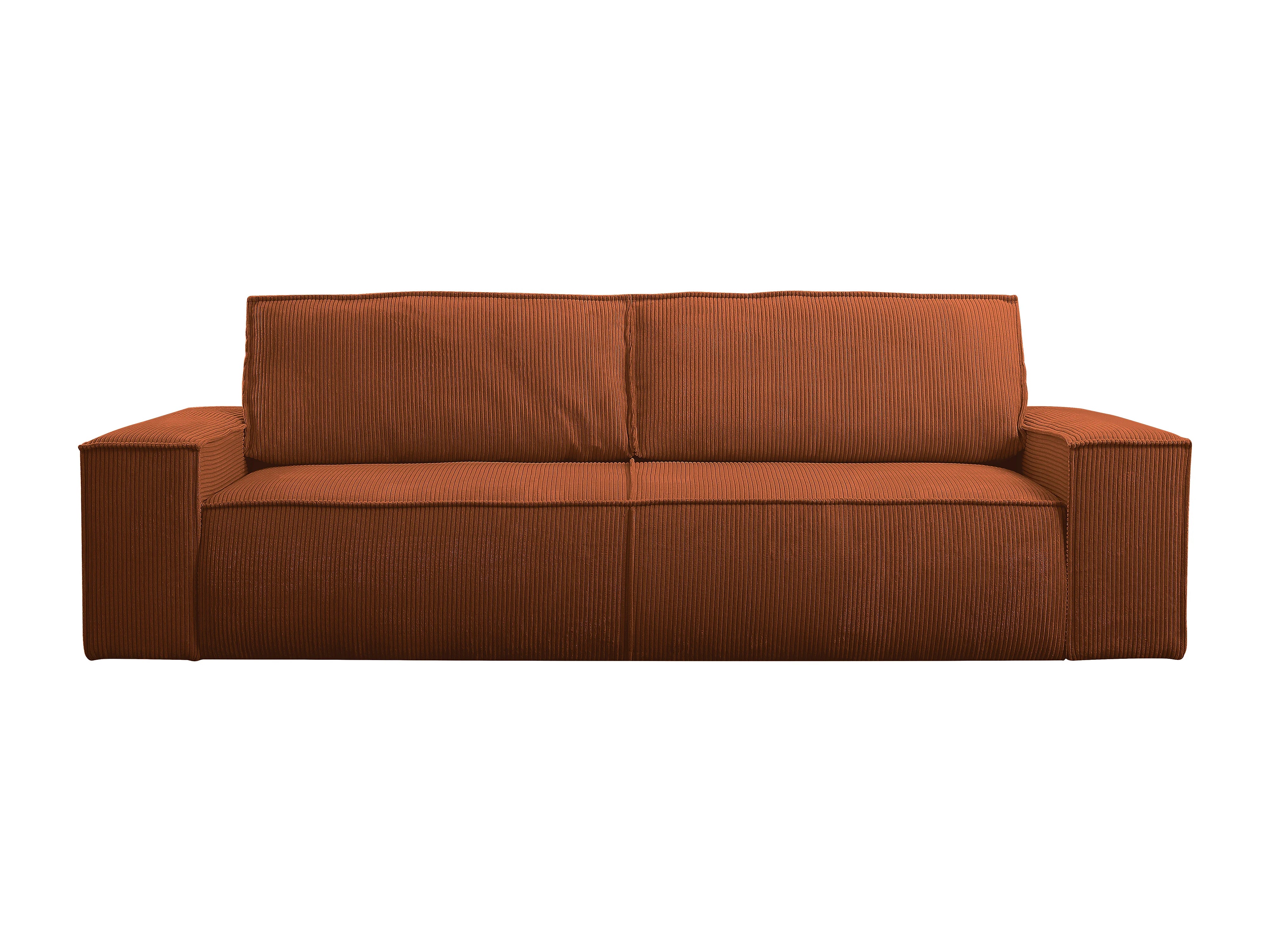 Canapé velours côtelé droit 4 places convertible terracotta - AMELIA