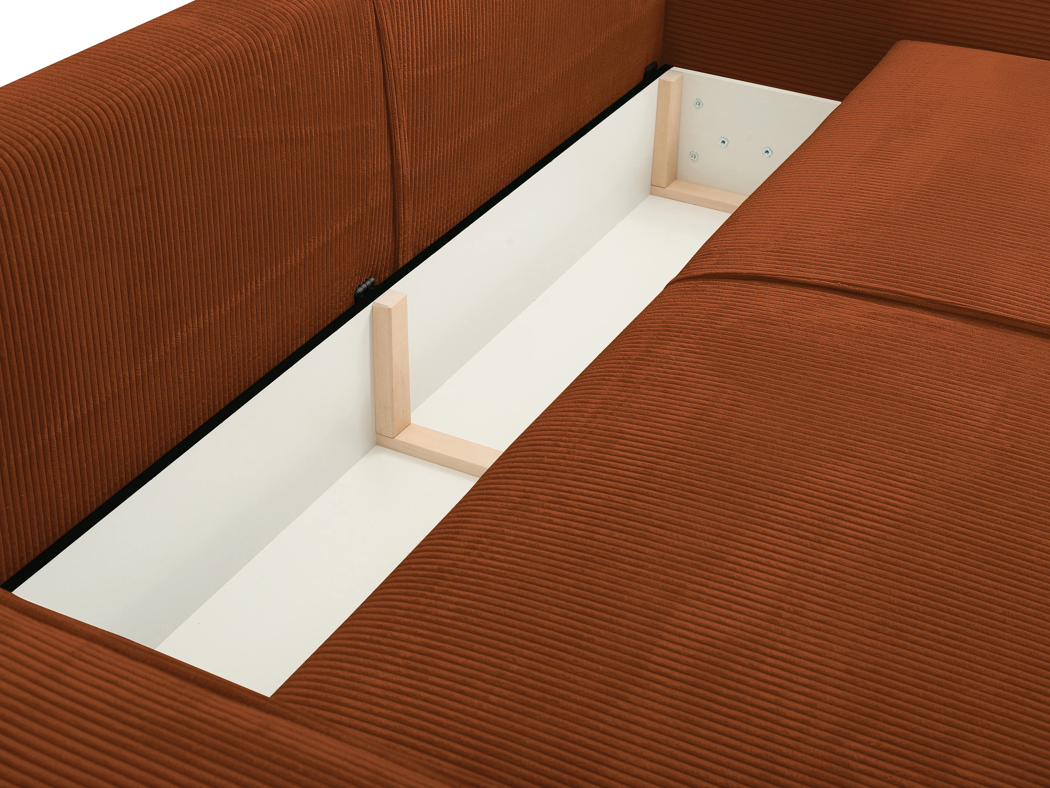 Canapé velours côtelé droit 4 places convertible terracotta - AMELIA