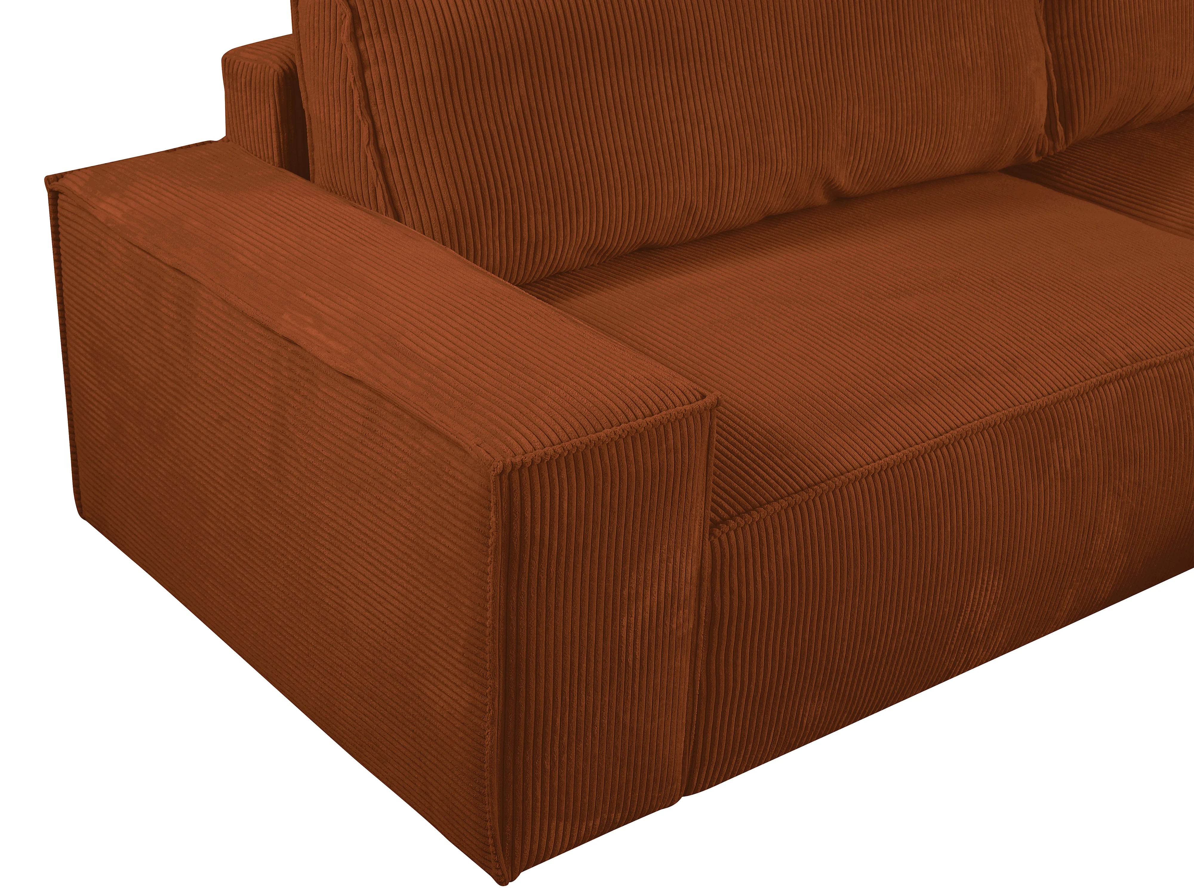 Canapé velours côtelé droit 4 places convertible terracotta - AMELIA