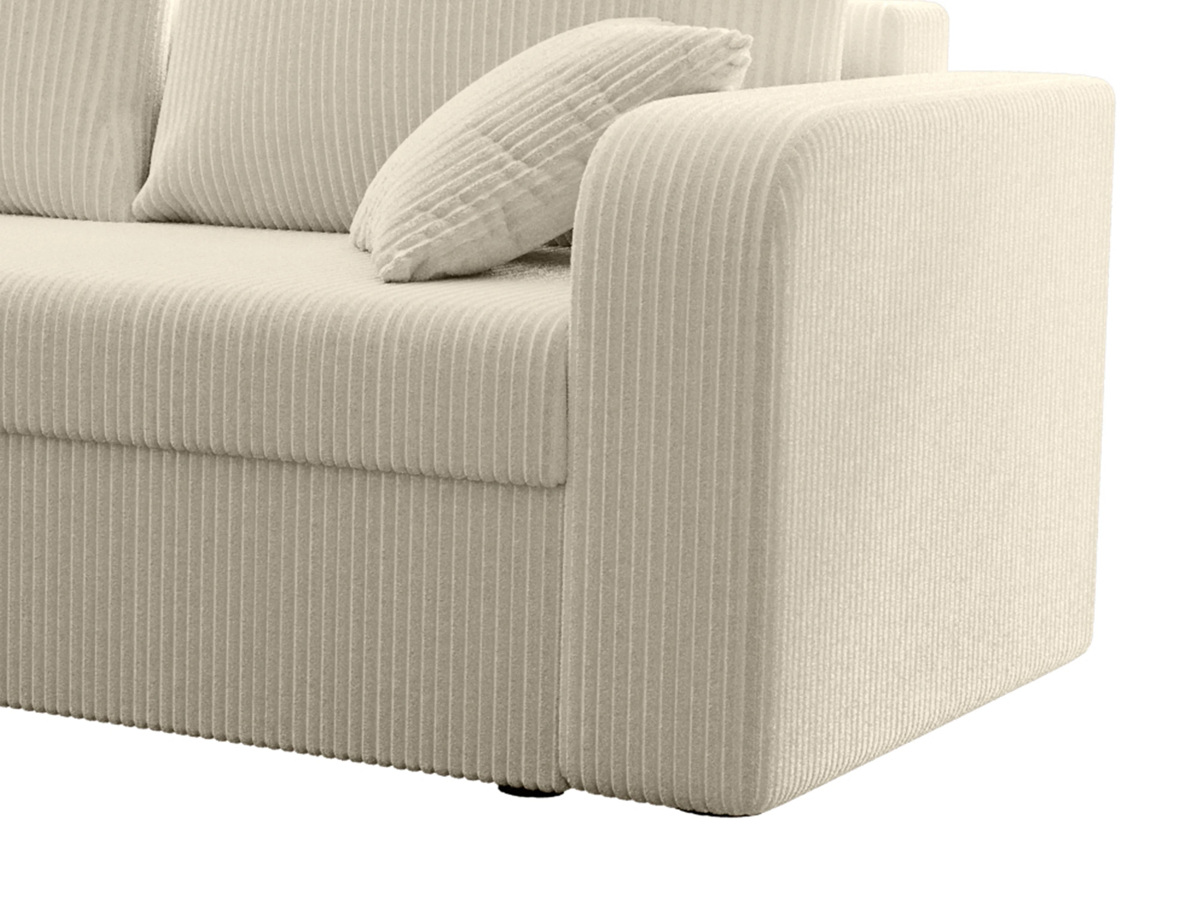 Canapé velours côtelé d'angle convertible réversible beige - ONABIA