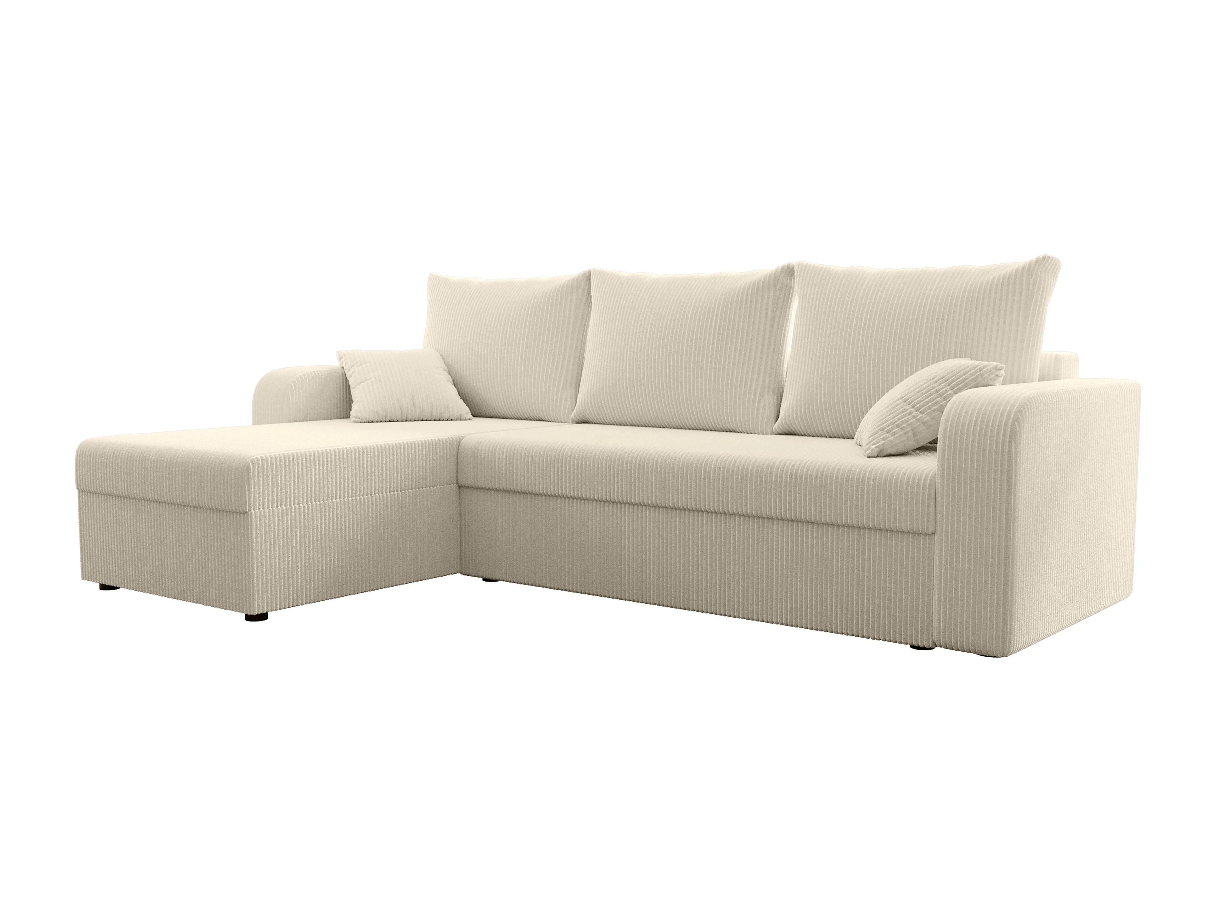 Canapé velours côtelé d'angle convertible réversible beige - ONABIA