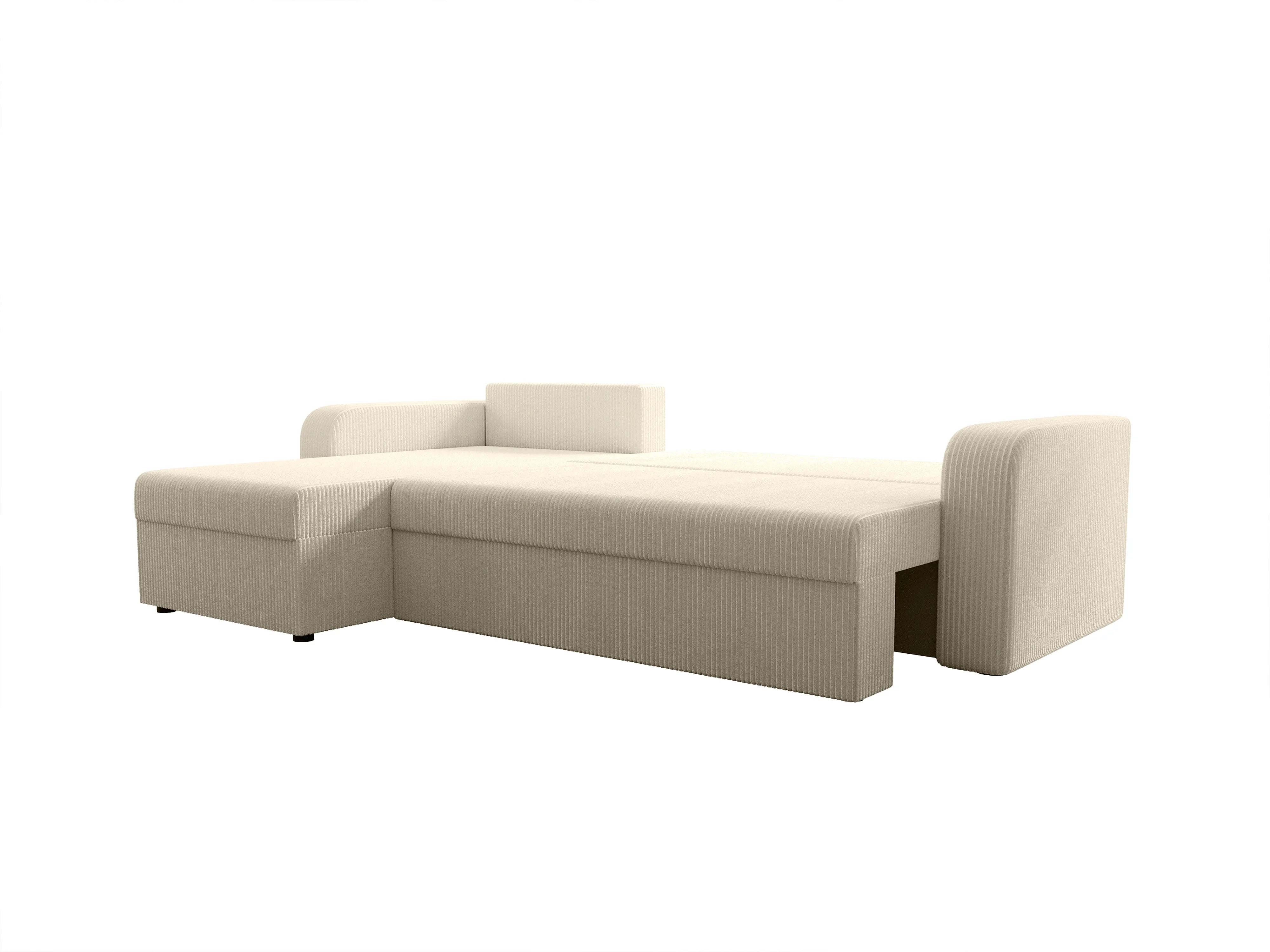 Canapé velours côtelé d'angle convertible réversible beige - ONABIA
