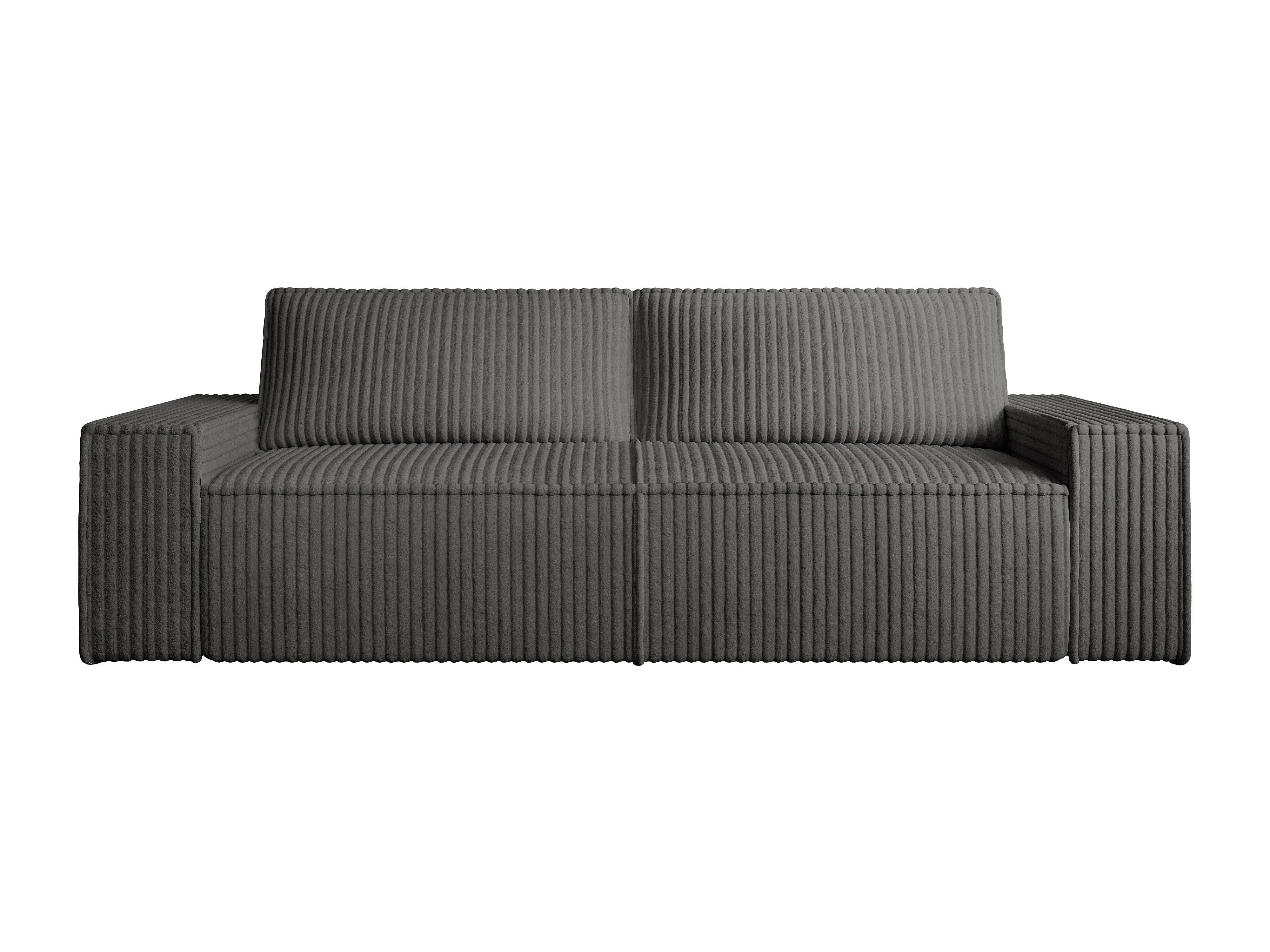 Canapé velours côtelé convertible 4 places gris anthracite - AMELIA