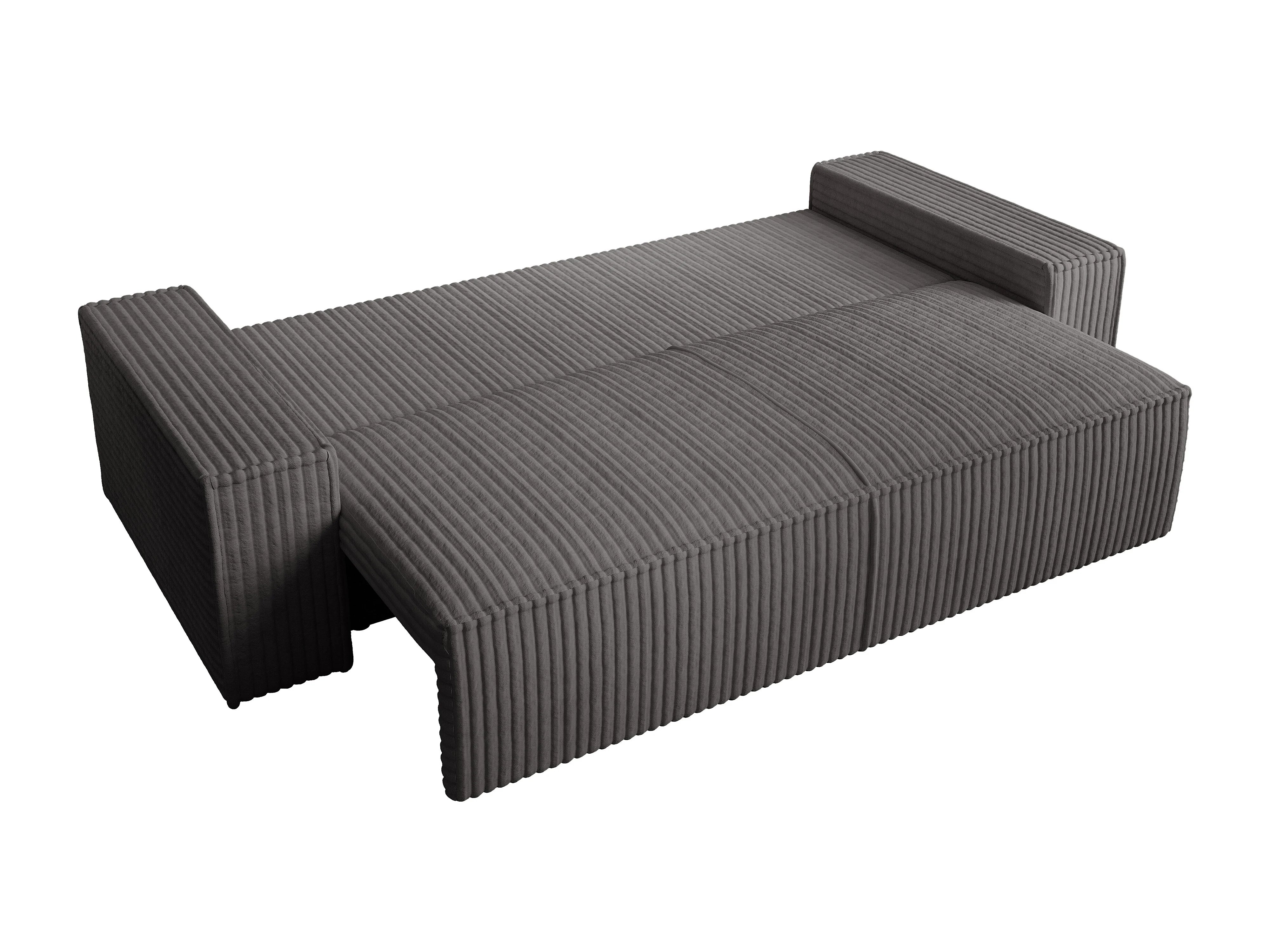 Canapé velours côtelé convertible 4 places gris anthracite - AMELIA