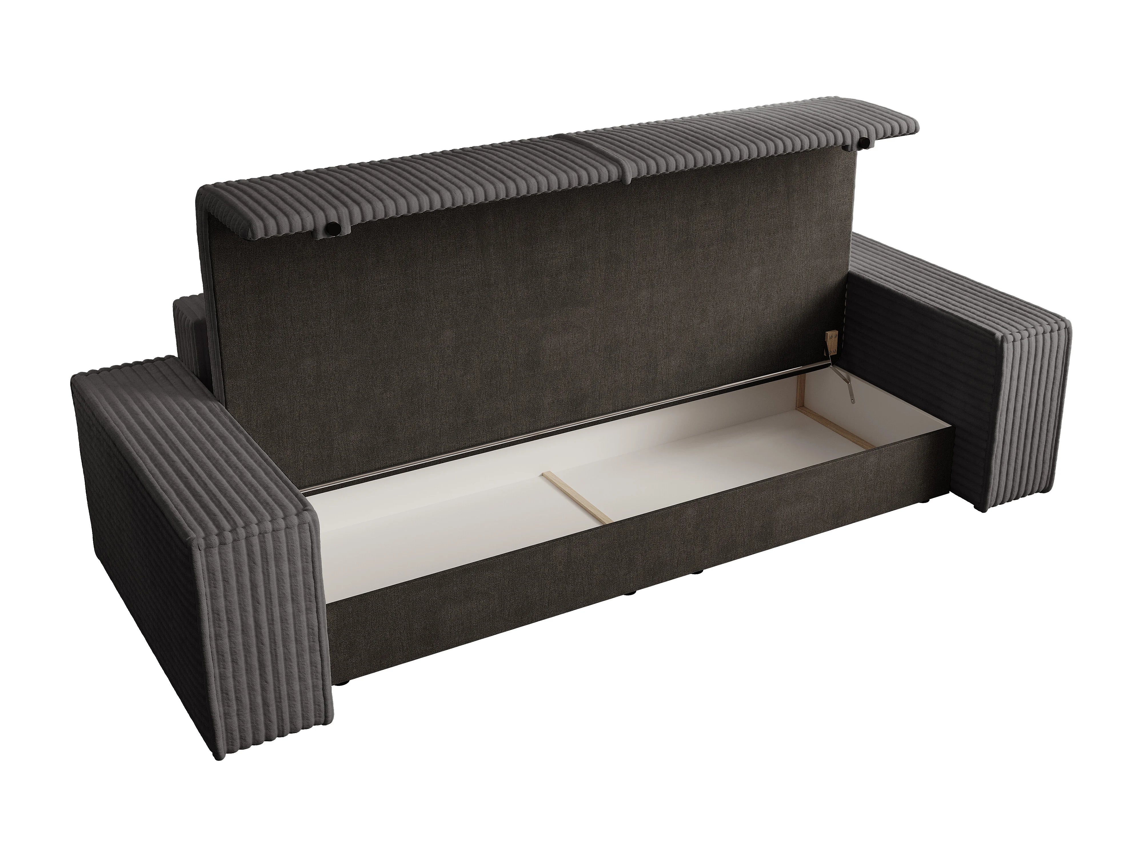Canapé velours côtelé convertible 4 places gris anthracite - AMELIA