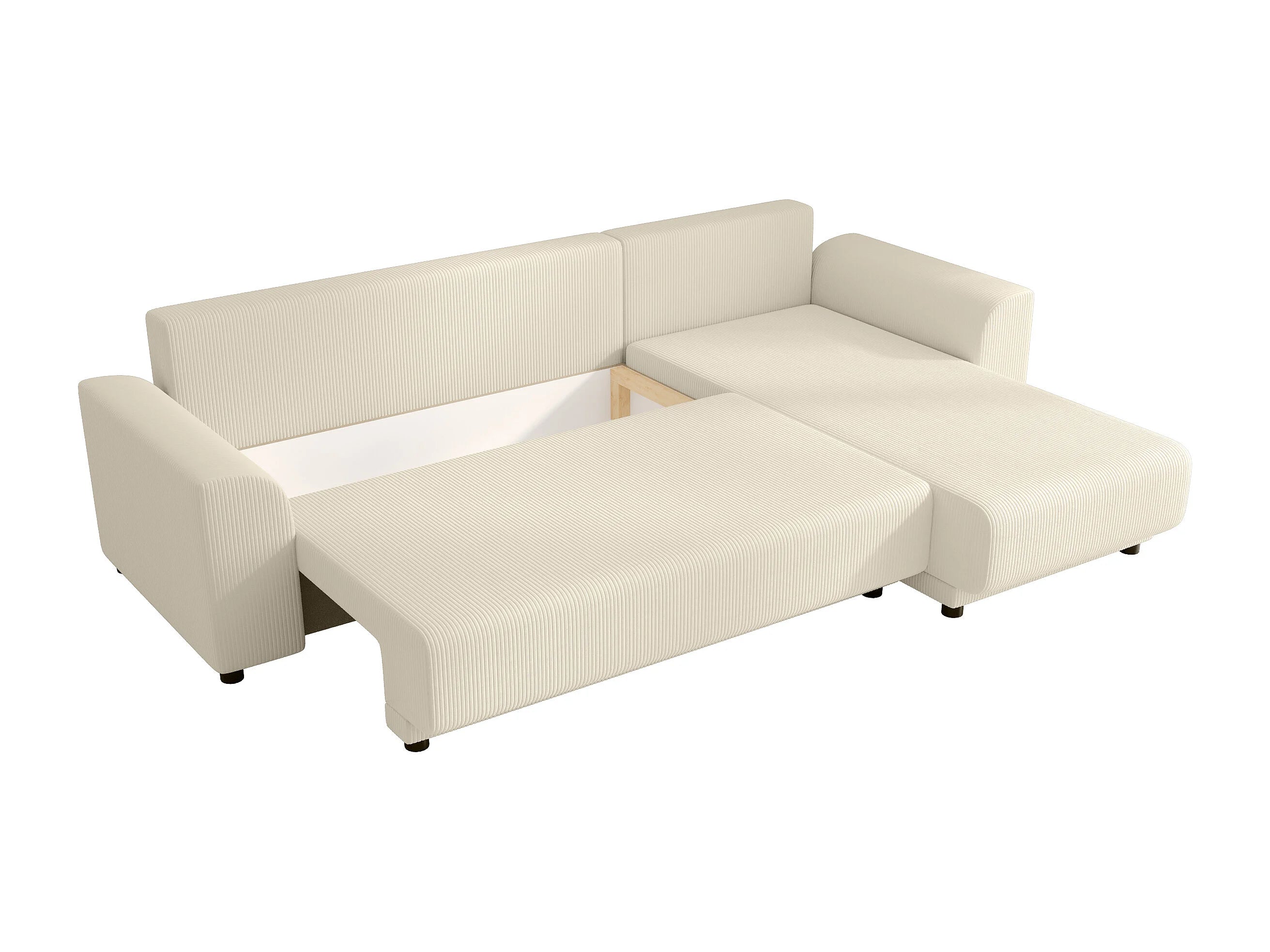 Canapé velours côtelé d'angle convertible réversible beige - NESSARO