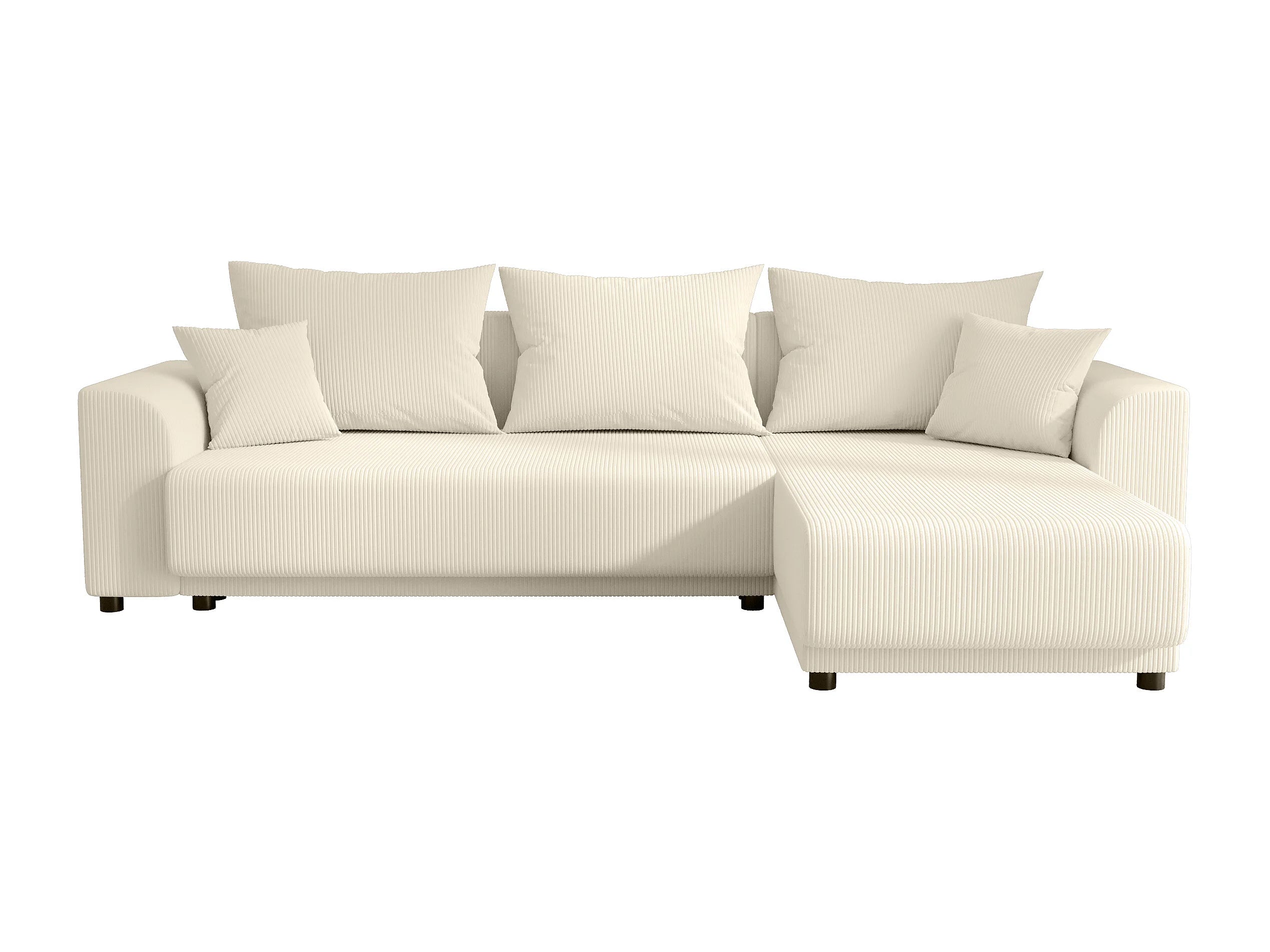 Canapé velours côtelé d'angle convertible réversible beige - NESSARO