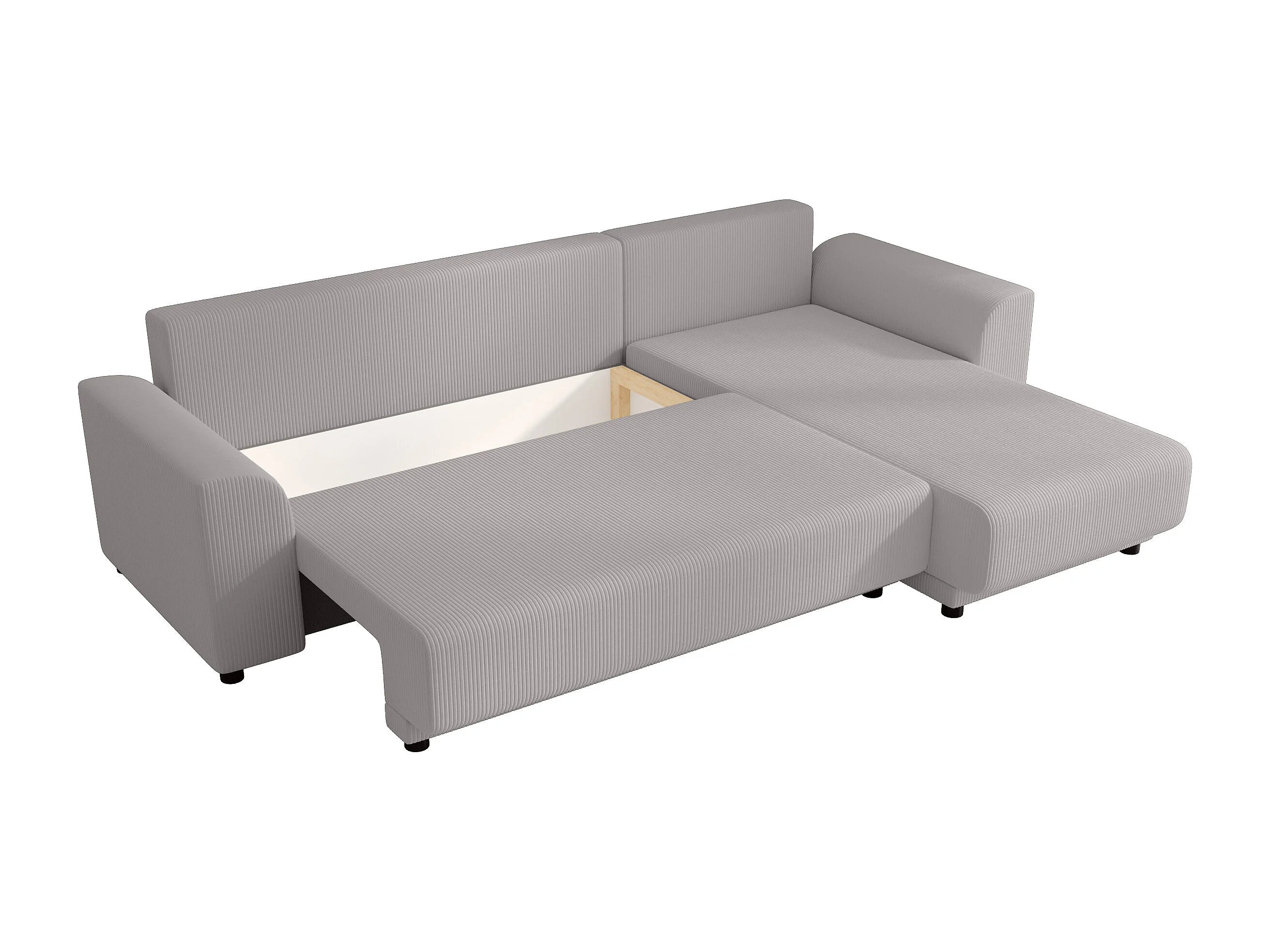 Canapé velours côtelé d'angle convertible gris clair - NESSARO
