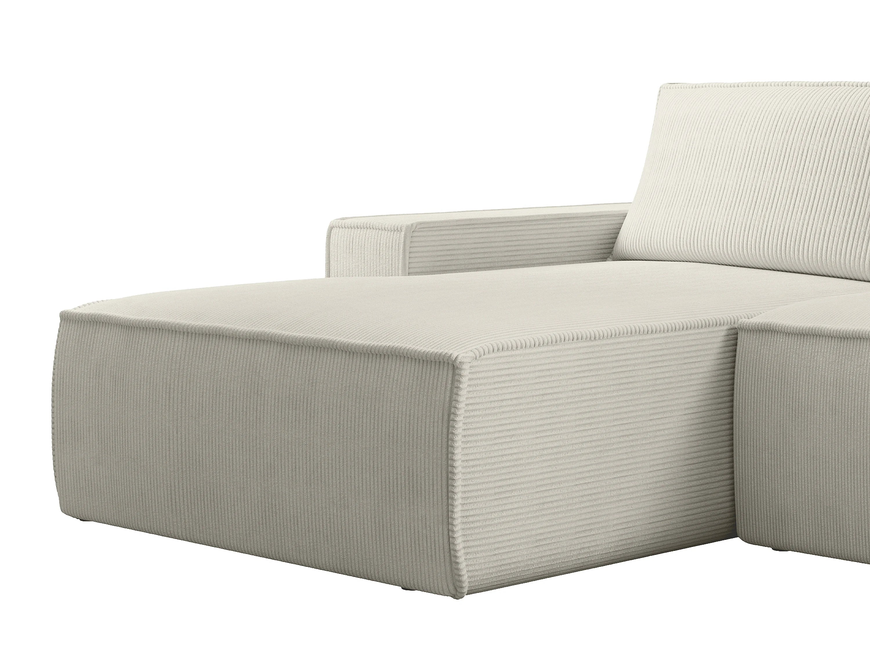 Canapé velours côtelé d'angle gauche convertible beige - AMELIA