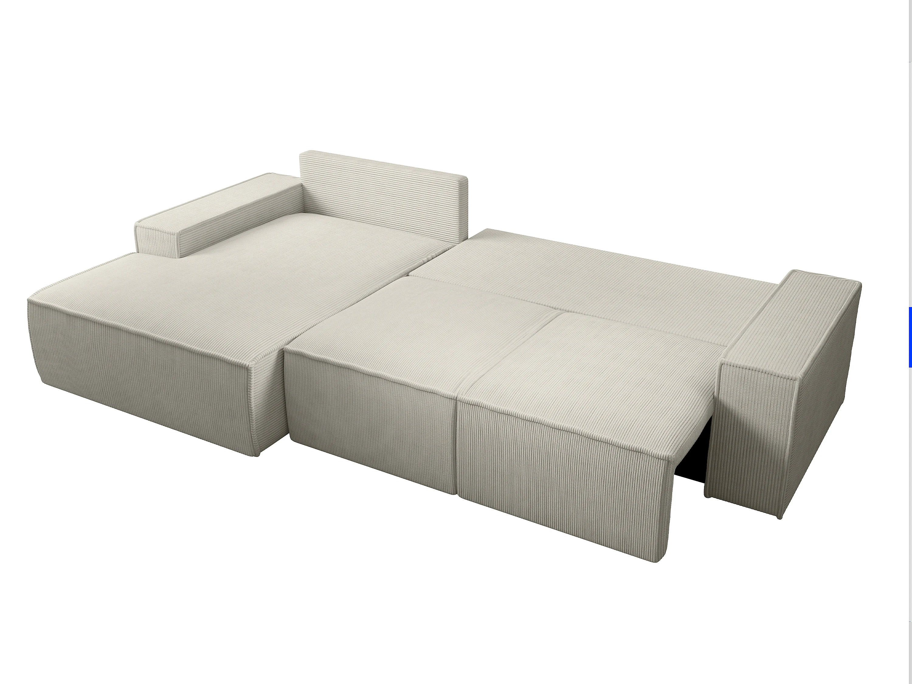 Canapé velours côtelé d'angle gauche convertible beige - AMELIA