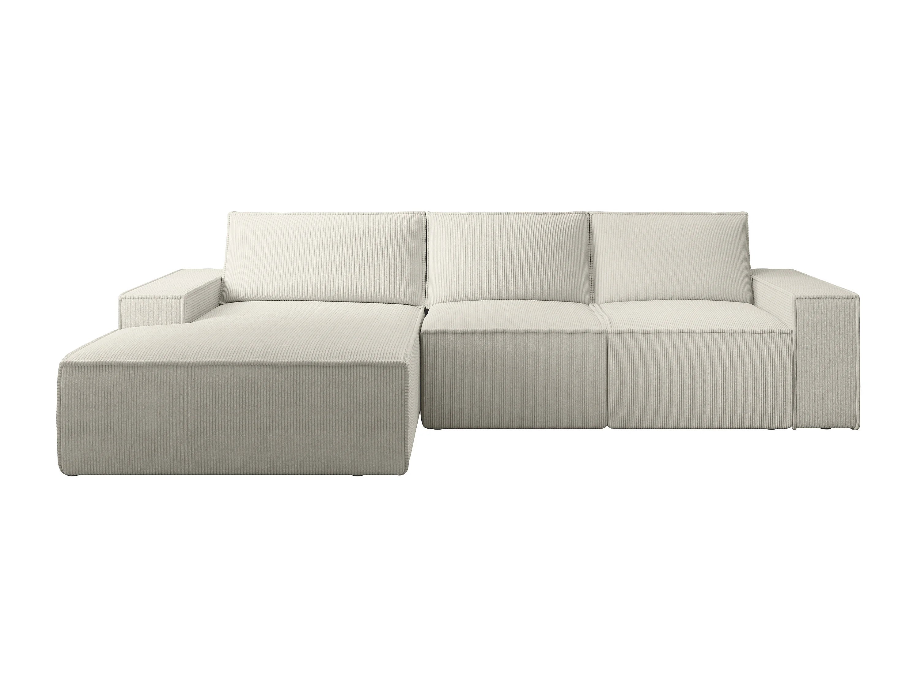 Canapé velours côtelé d'angle gauche convertible beige - AMELIA