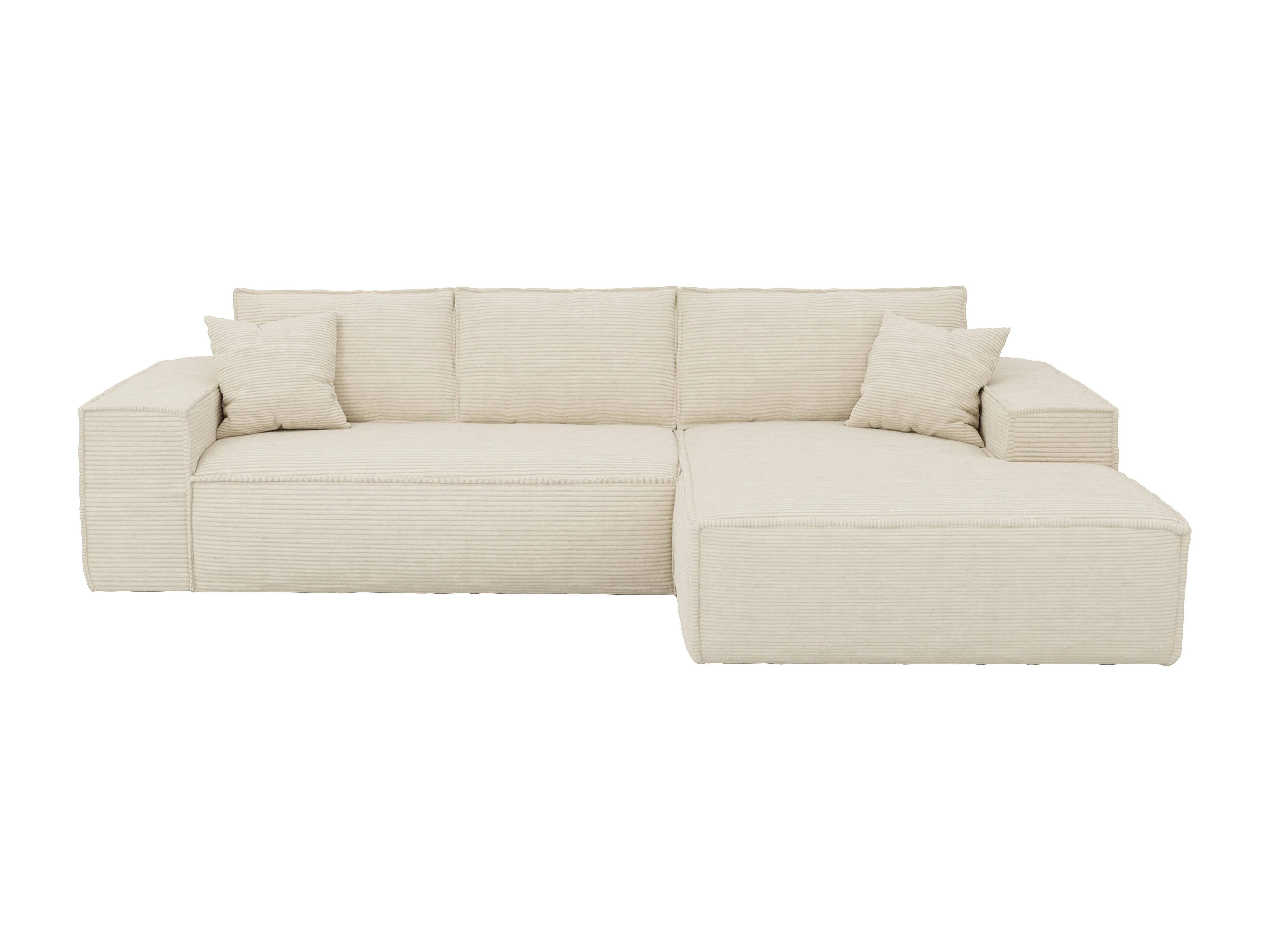Canapé velours côtelé d'angle droit convertible express beige - AMELIA