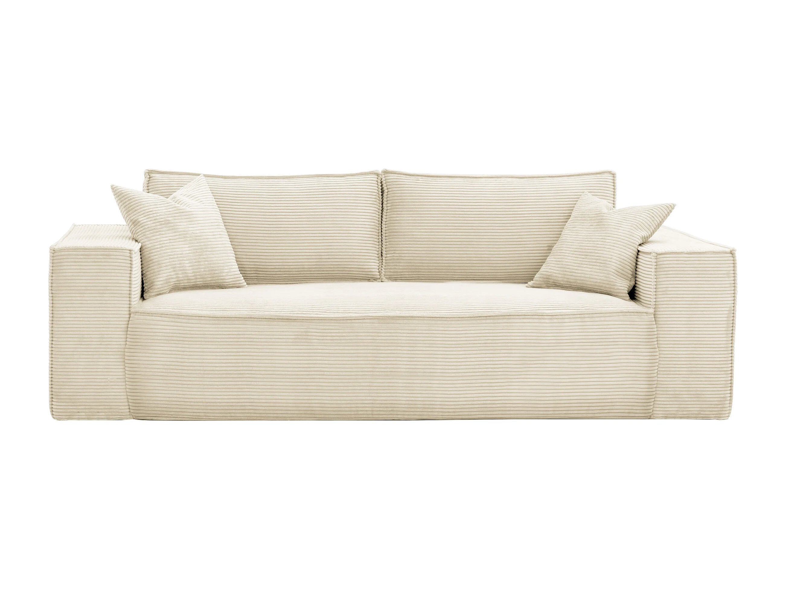 Canapé velours côtelé droit 3 places convertible beige - AMELIA