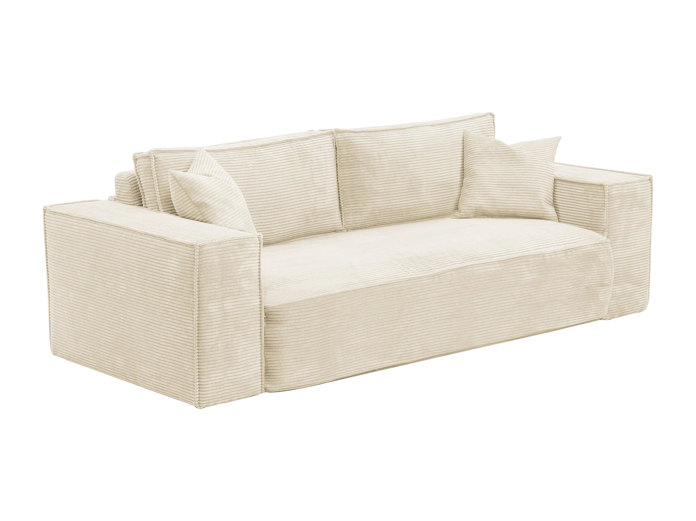 Canapé velours côtelé droit 3 places convertible beige - AMELIA